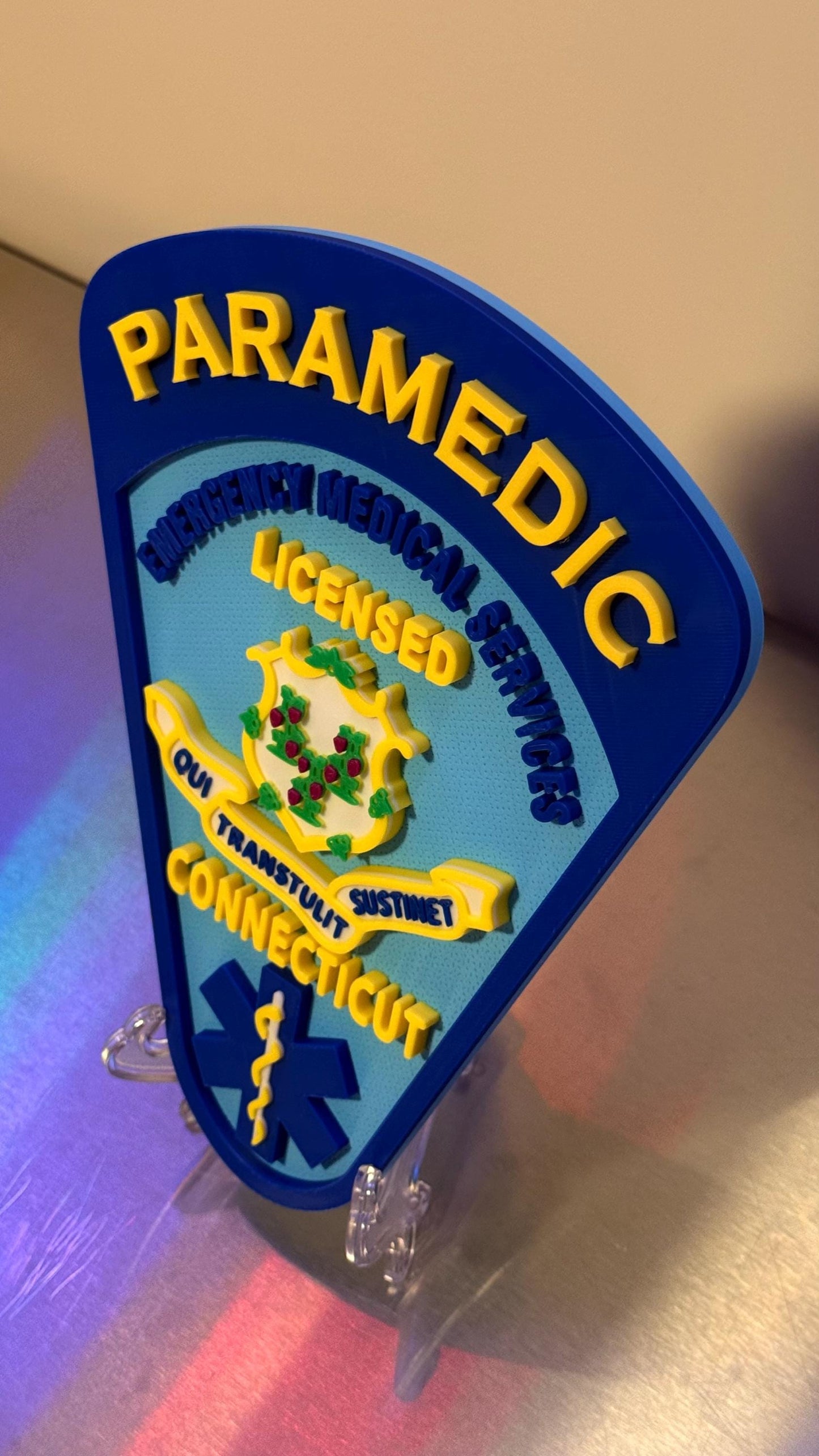 Connecticut EMT & Paramedic 3D Embossed Plaque: First Responder Wall Art CT