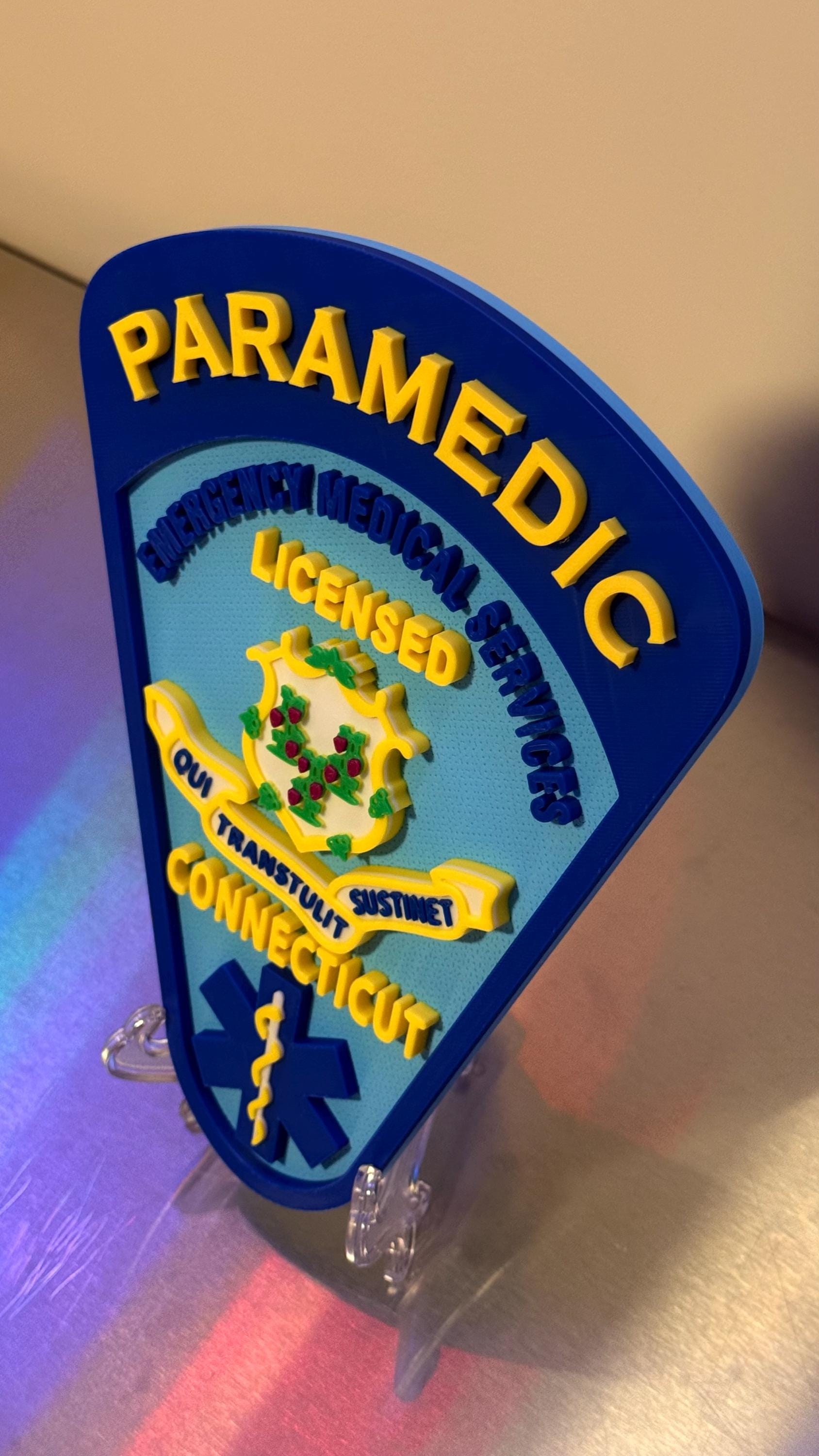 Connecticut EMT & Paramedic 3D Embossed Plaque: First Responder Wall Art CT