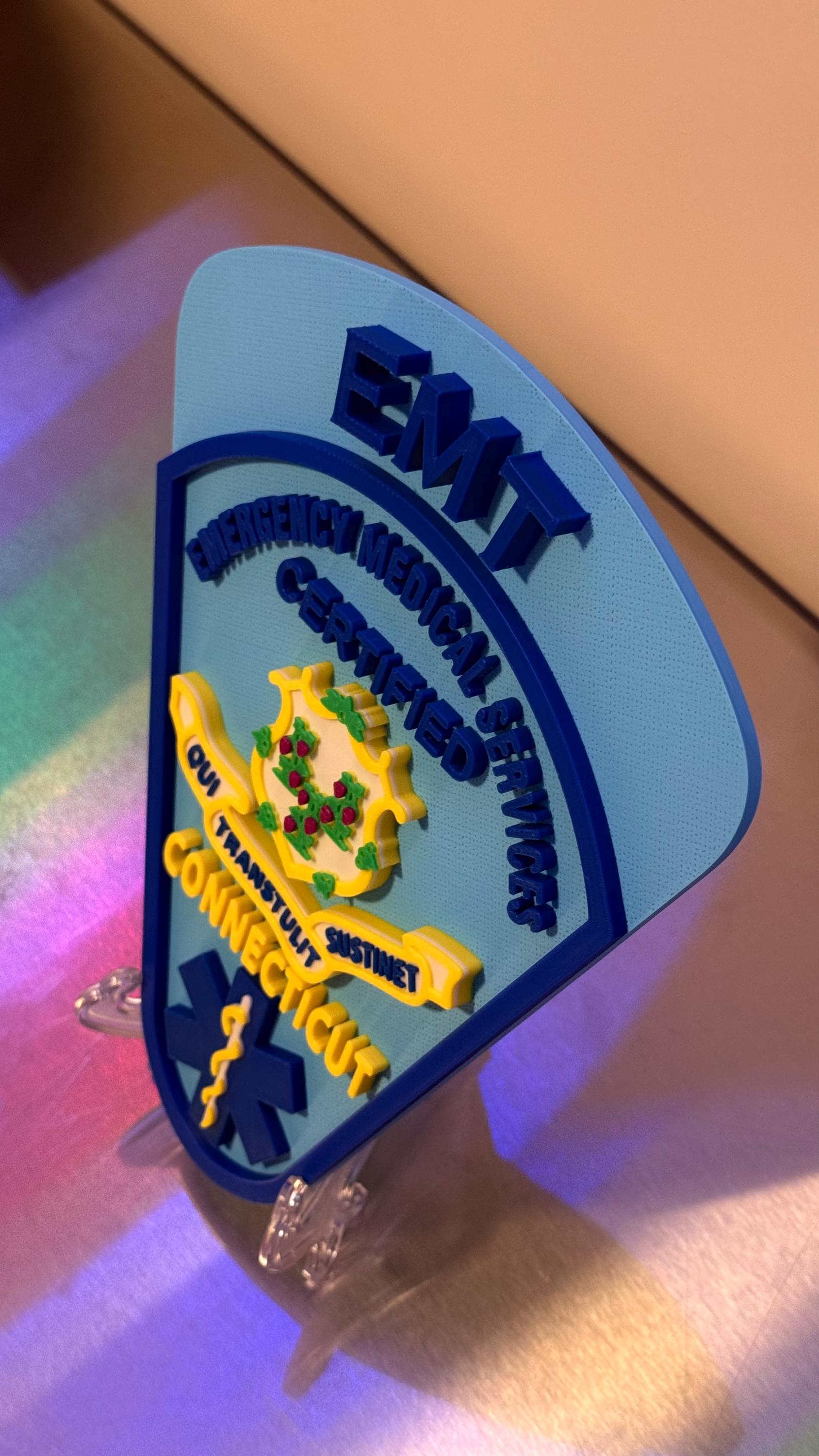 Connecticut EMT & Paramedic 3D Embossed Plaque: First Responder Wall Art CT