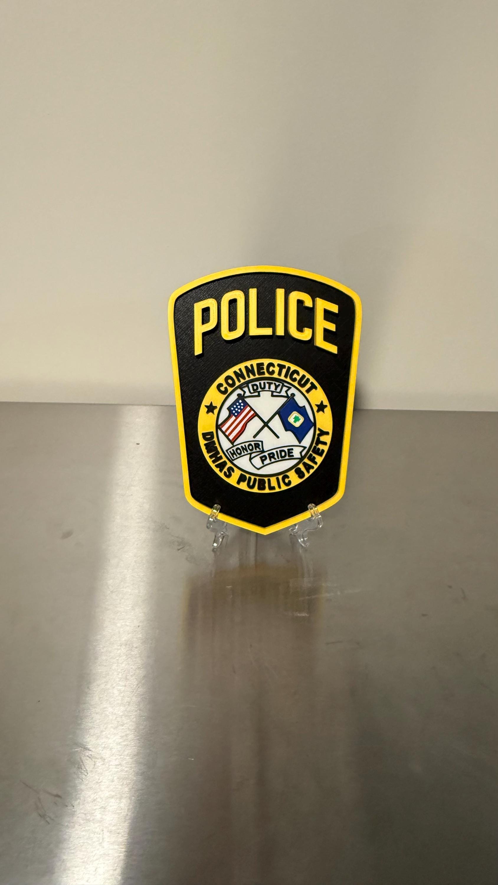 DMHAS Police Officer 3D Embossed Plaque – Connecticut First Responder Wall Art