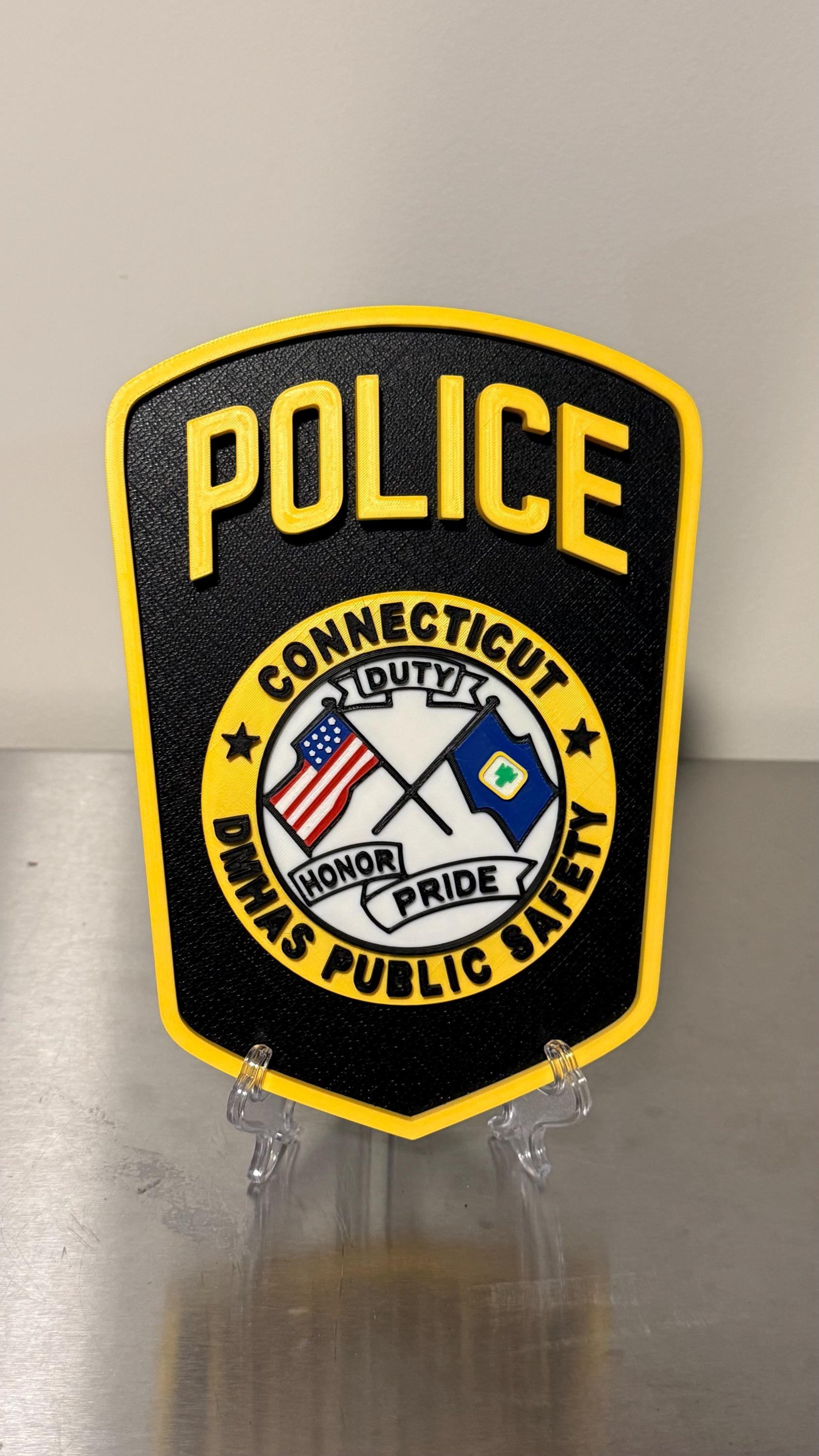 DMHAS Police Officer 3D Embossed Plaque – Connecticut First Responder Wall Art