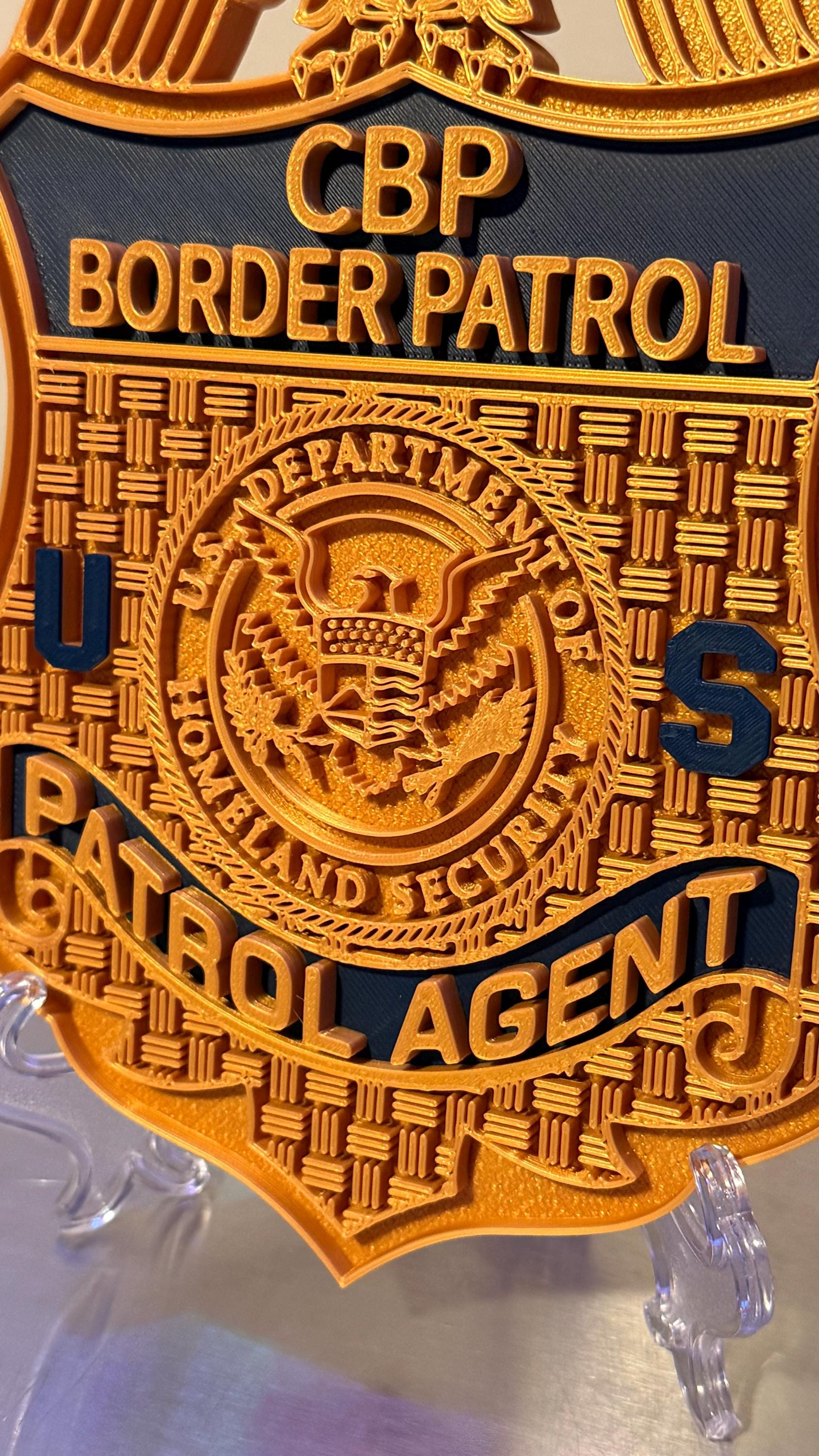 CBP Border Patrol Badge Display: 3D Embossed Police Plaque - Customs Border Patrol Homeland Government