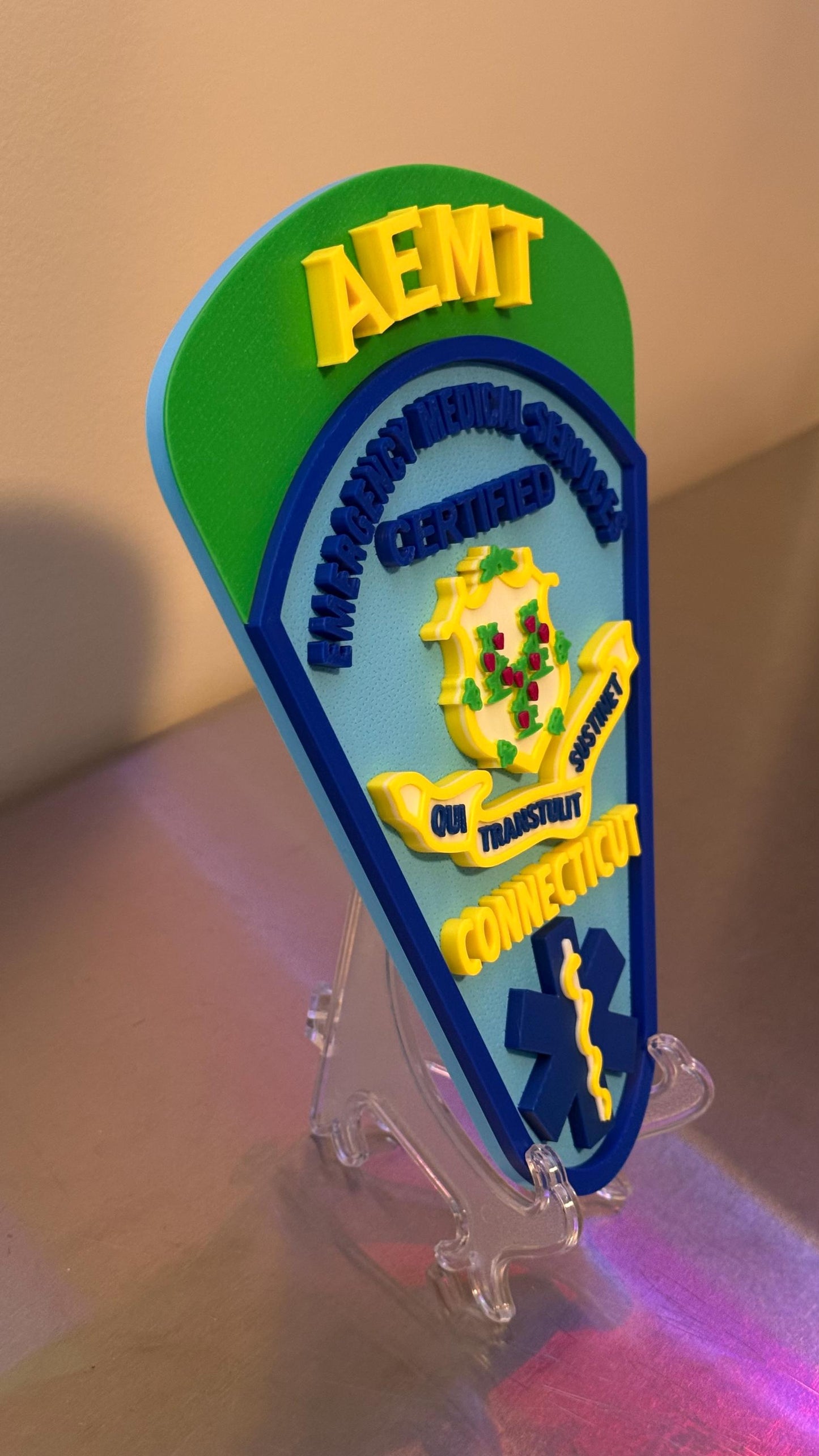 Connecticut EMT & Paramedic 3D Embossed Plaque: First Responder Wall Art CT