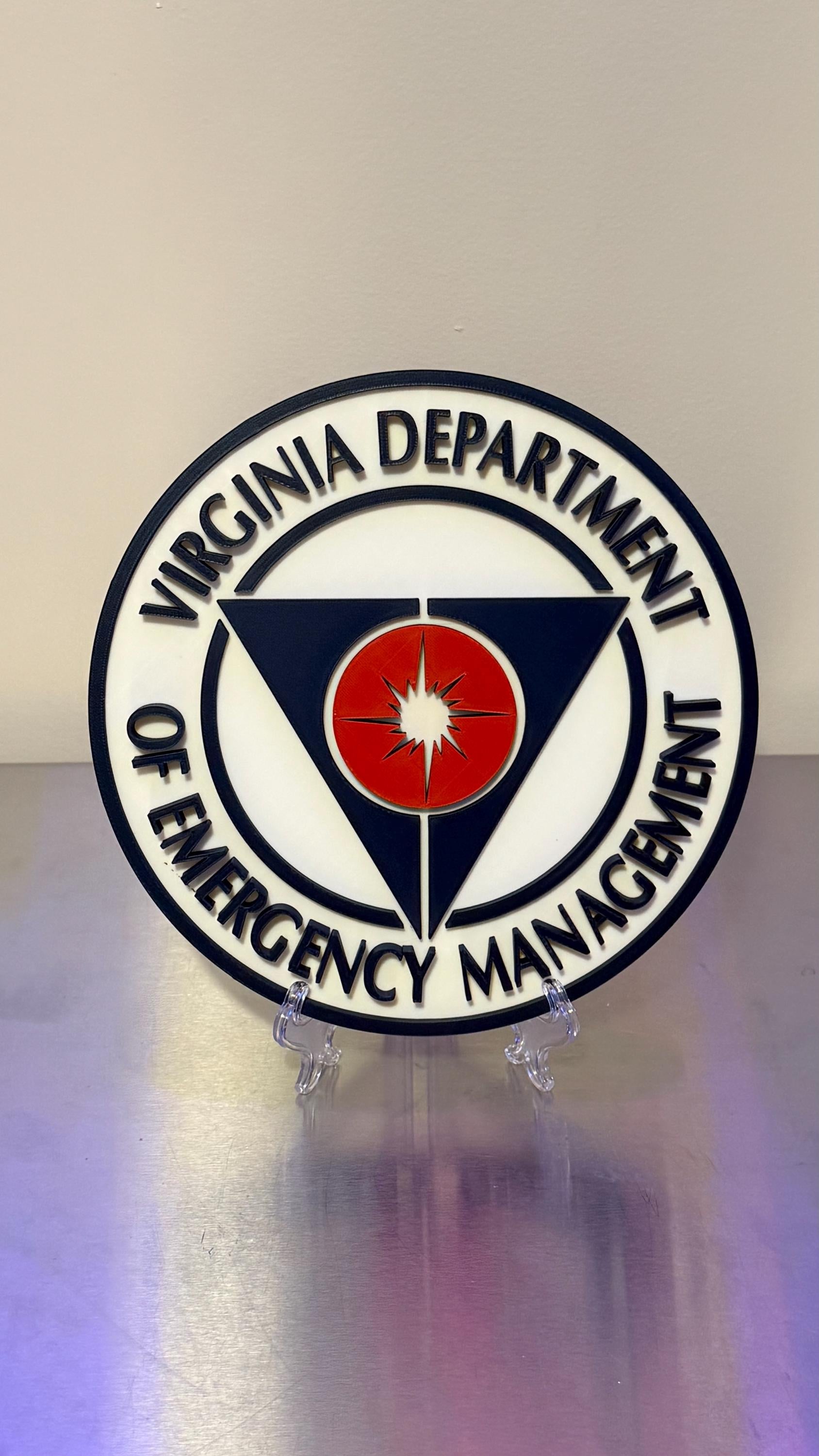 Virginia OEM 3D Display Plaque Emergency Management VA