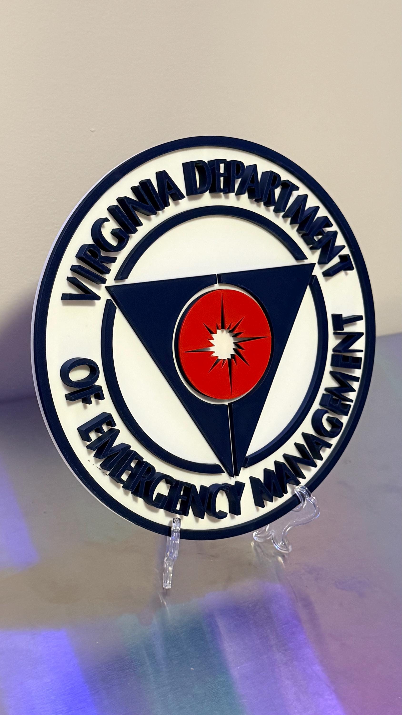 Virginia OEM 3D Display Plaque Emergency Management VA