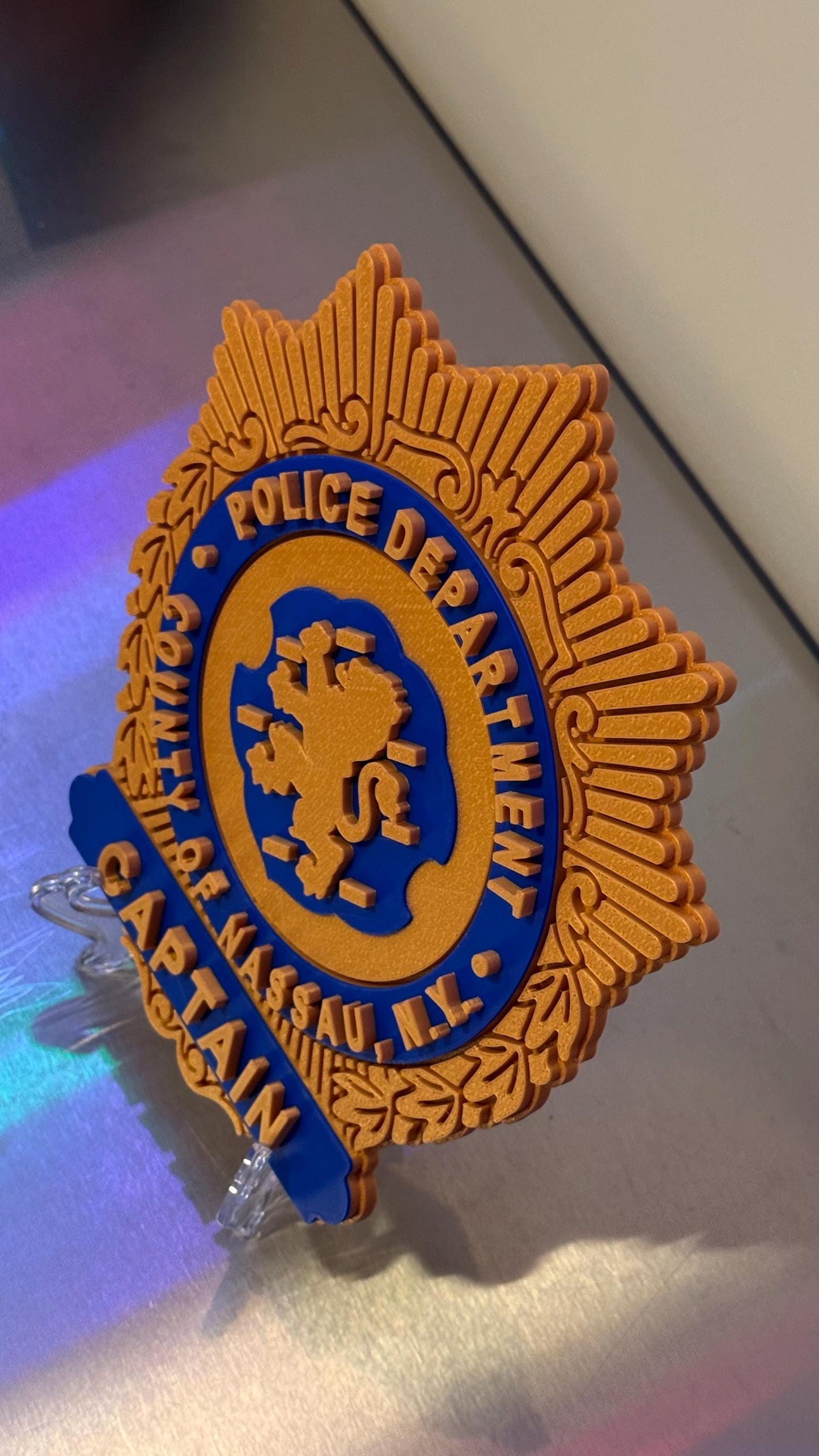 Nassau County Police Captain Shield 3D Display Plaque NY Police Gift New York