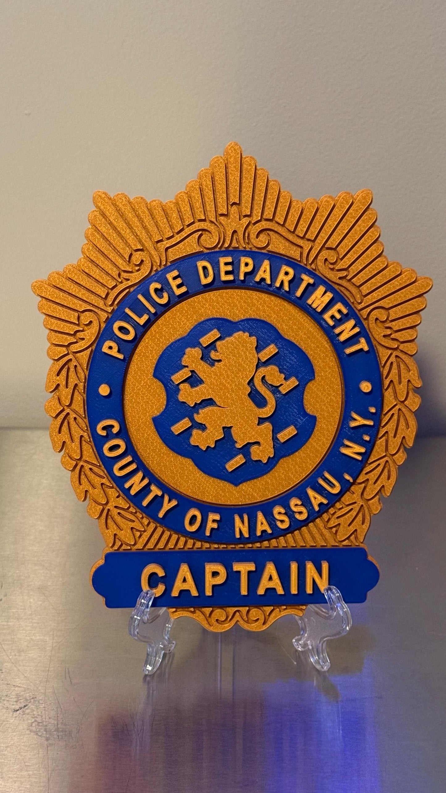Nassau County Police Captain Shield 3D Display Plaque NY Police Gift New York