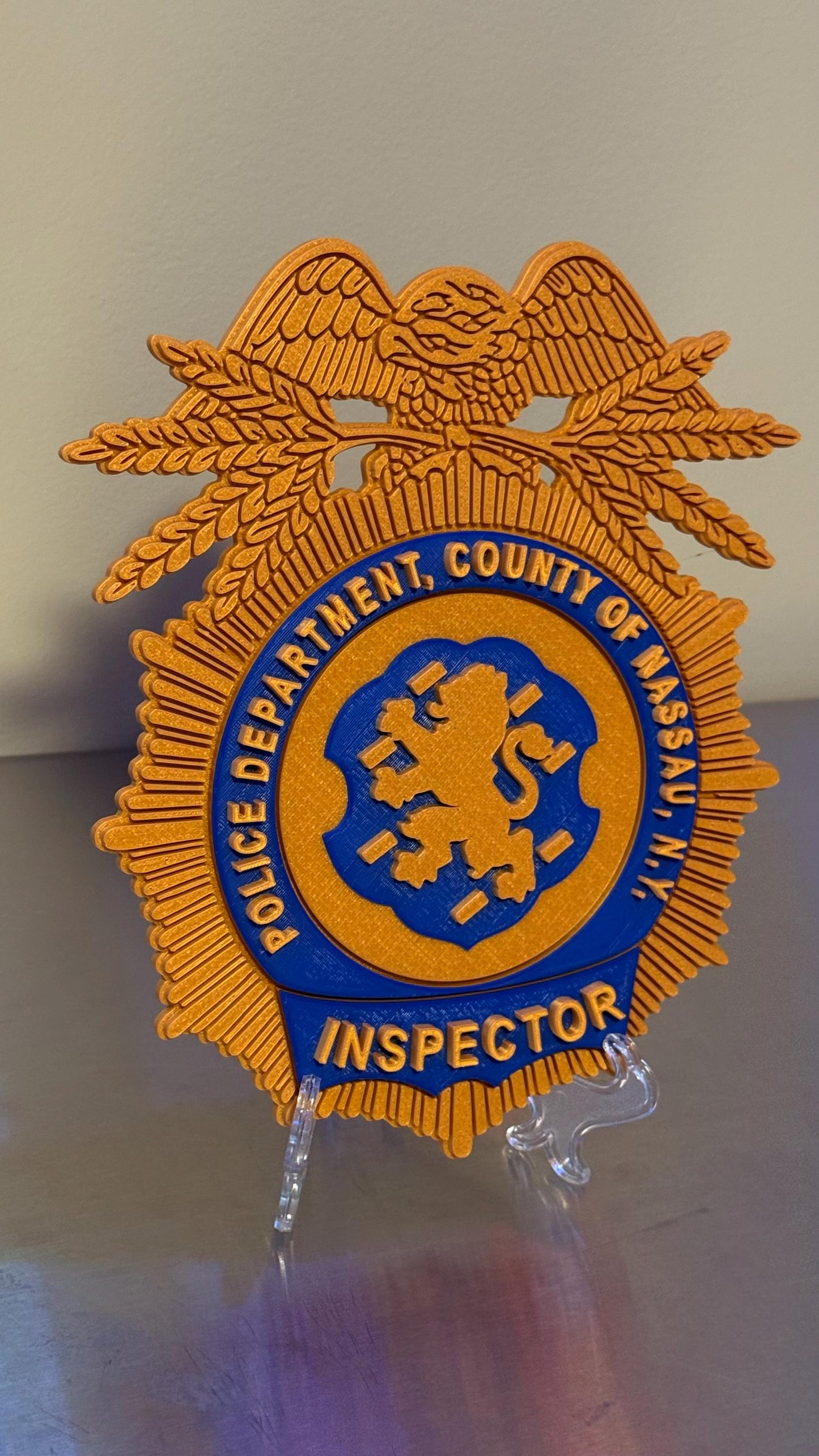 Nassau County Police Inspector Shield 3D Display Plaque NY Police Gift New York