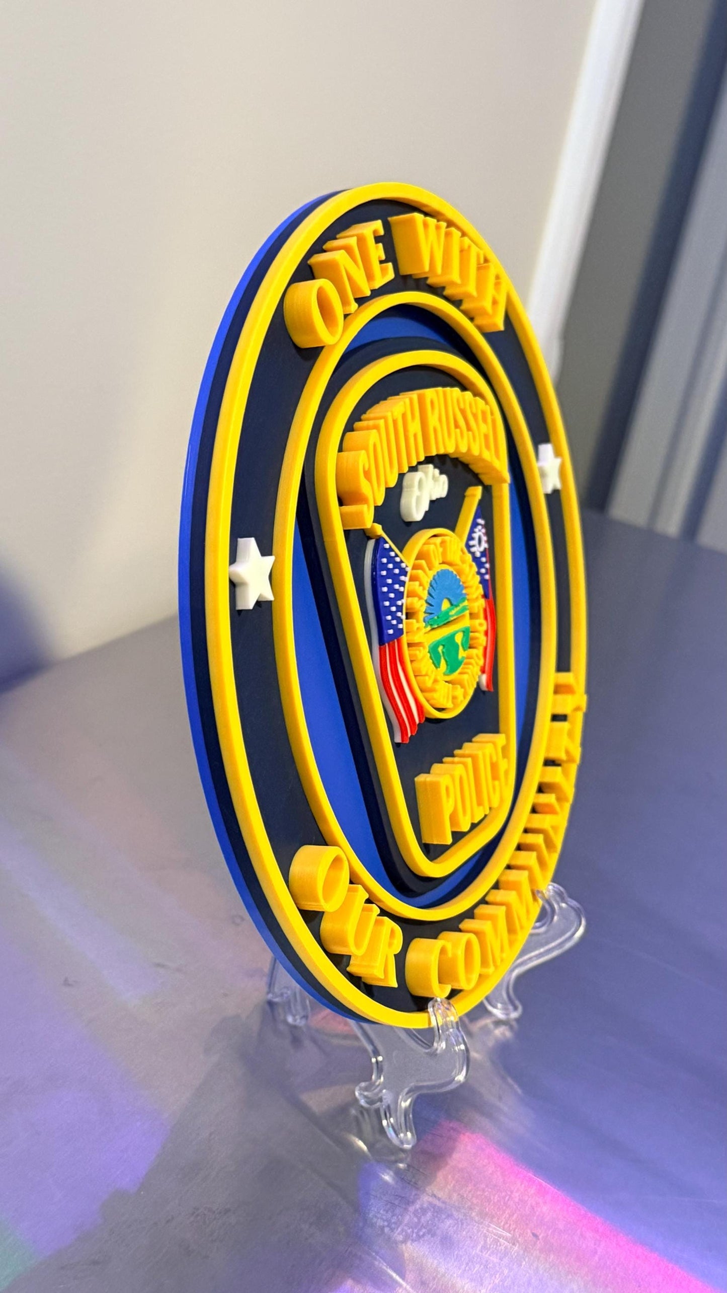 South Russell Police Department Plaque: 3D Embossed Ohio First Responder - Wall Art