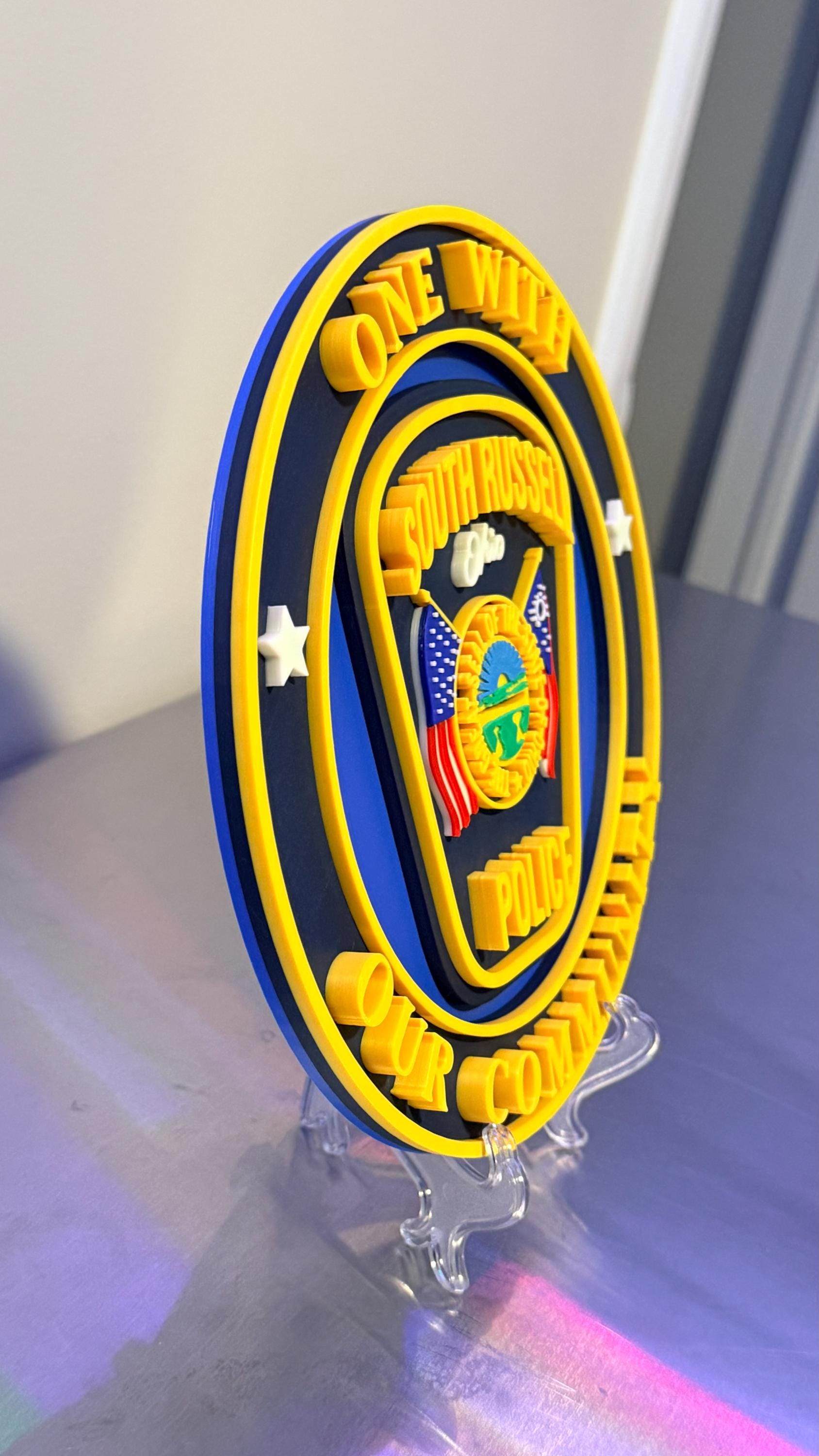 South Russell Police Department Plaque: 3D Embossed Ohio First Responder - Wall Art