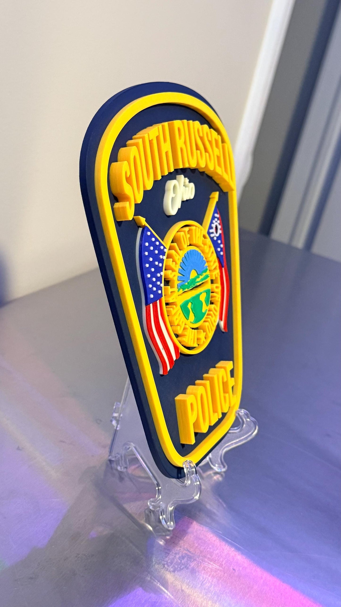 South Russell Police Department Plaque: 3D Embossed Ohio First Responder - Wall Art