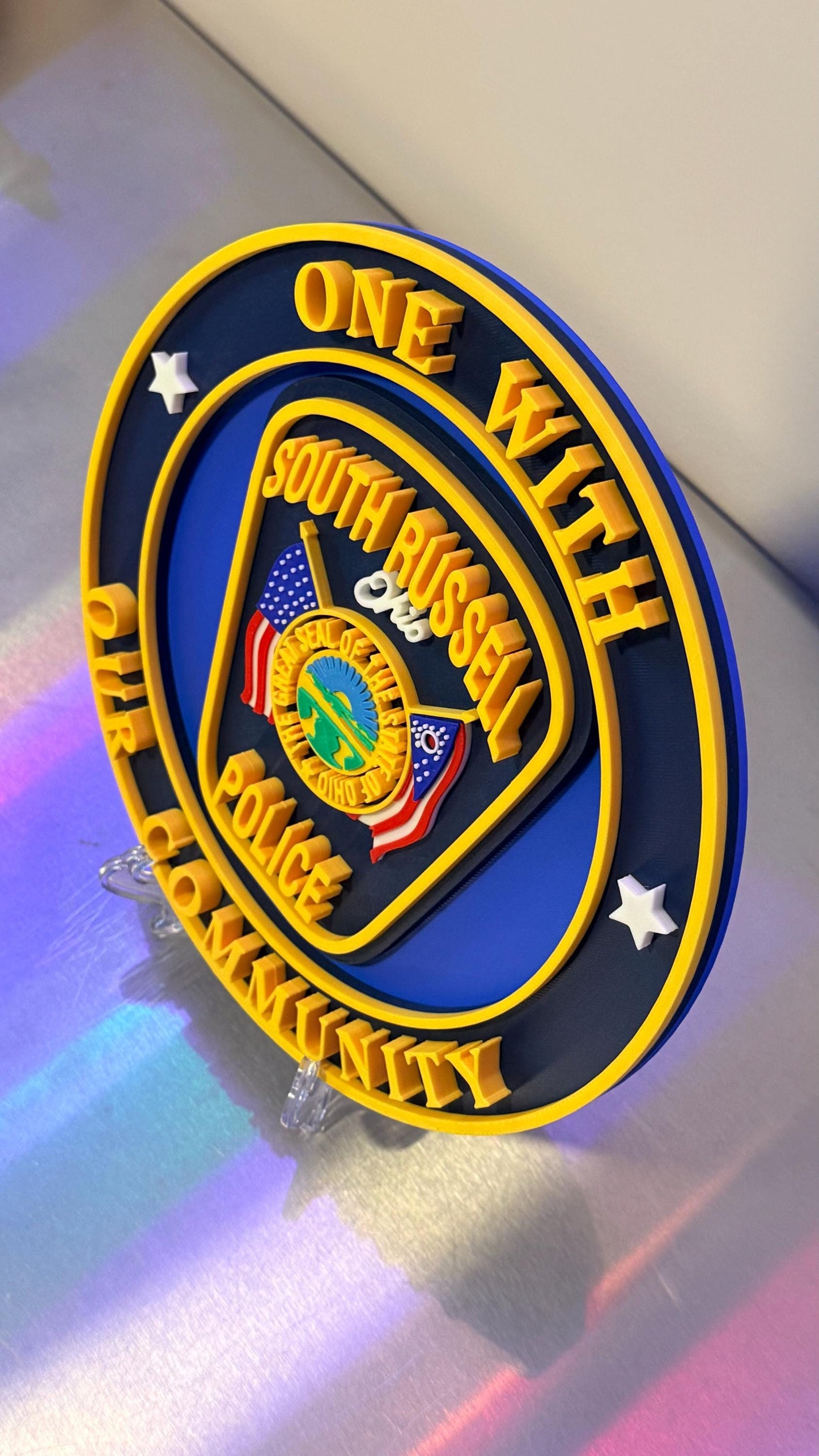South Russell Police Department Plaque: 3D Embossed Ohio First Responder - Wall Art