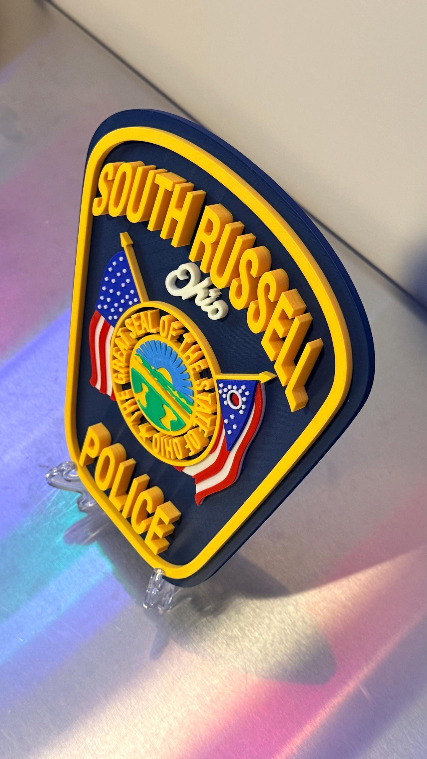 South Russell Police Department Plaque: 3D Embossed Ohio First Responder - Wall Art