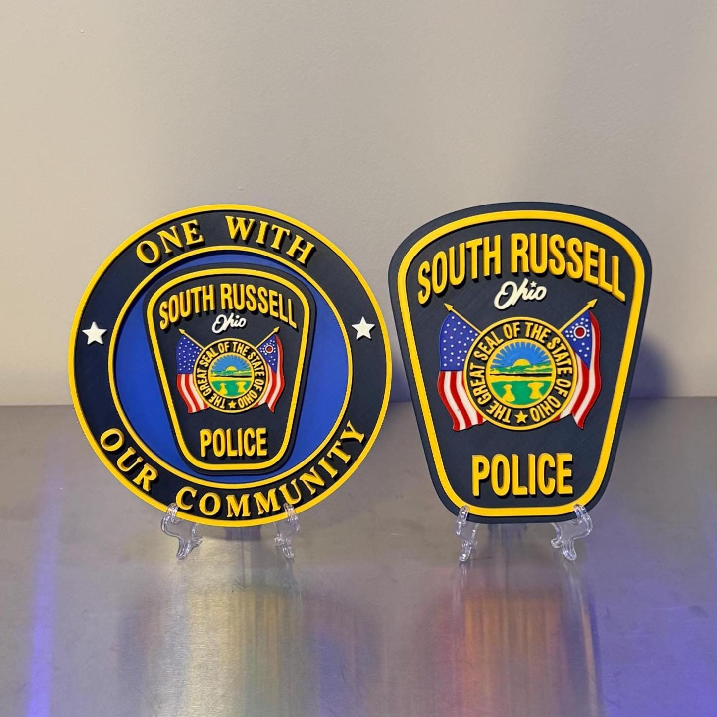 South Russell Police Department Plaque: 3D Embossed Ohio First Responder - Wall Art