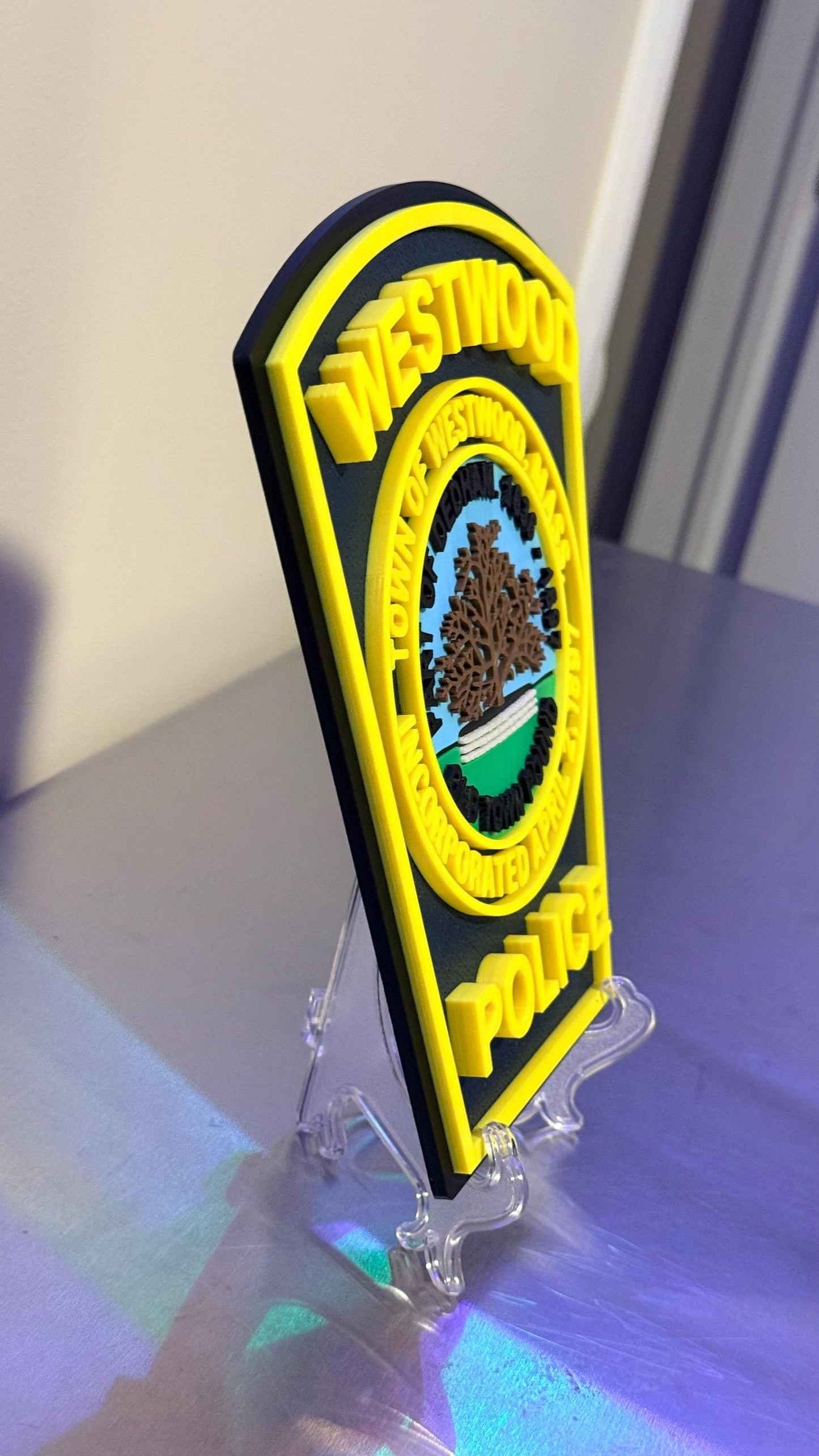 Westwood Police Department MA 3D Plaque : Wall or Shelf Display Massachusetts
