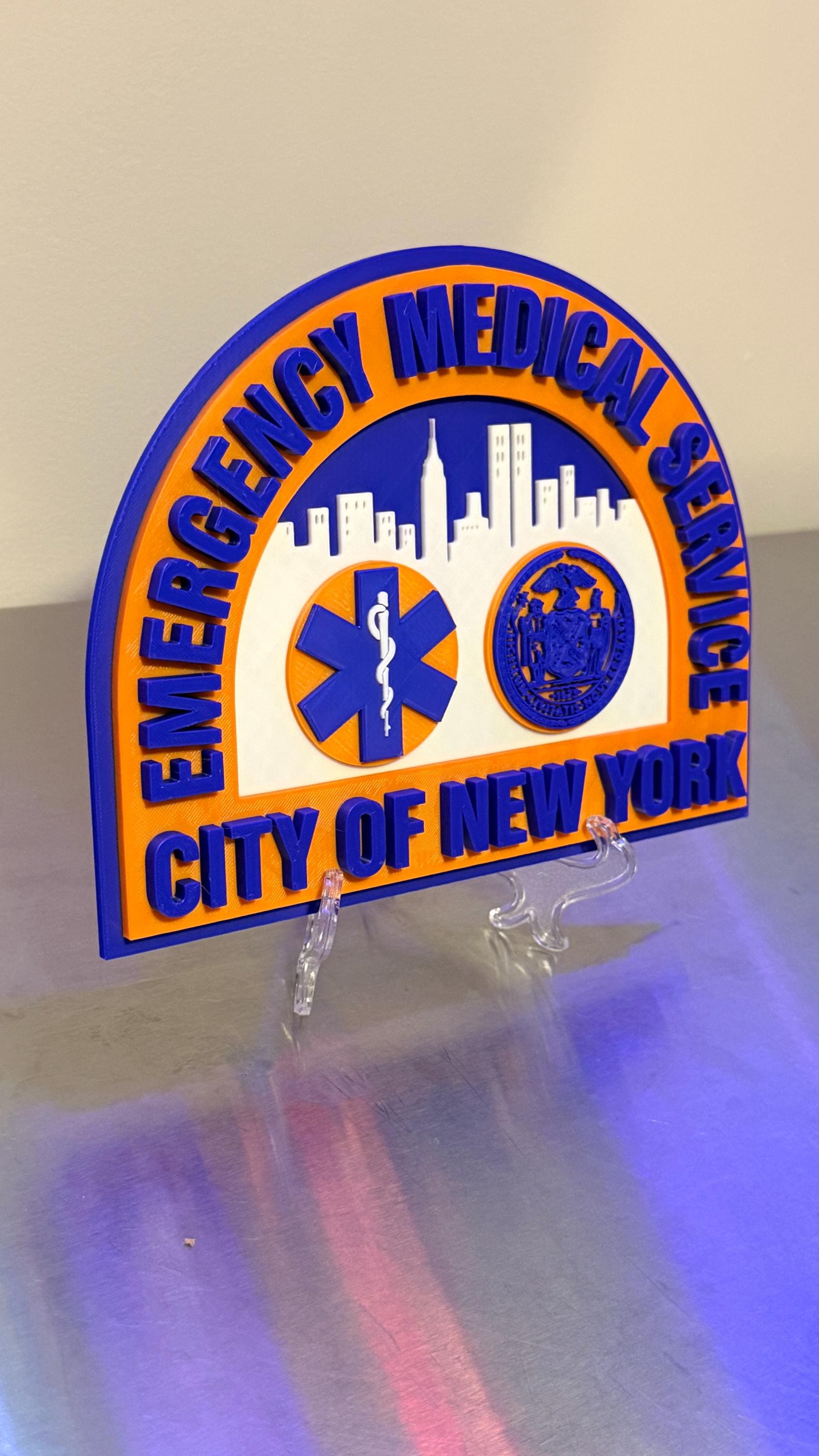 NYC EMS 3D Plaque: Embossed First Responder Wall Art New York NYCEMS