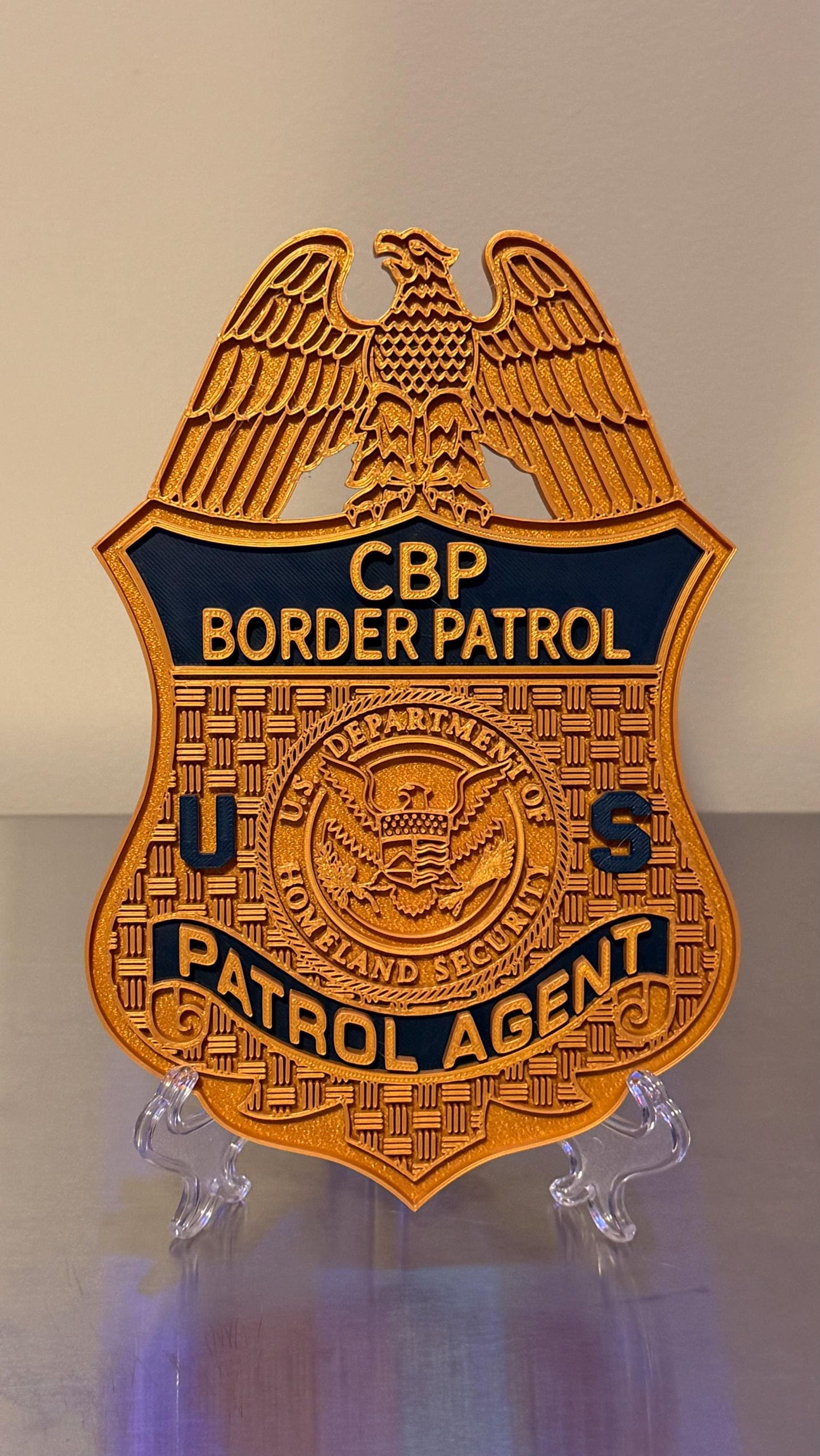 CBP Border Patrol Badge Display: 3D Embossed Police Plaque - Customs Border Patrol Homeland Government