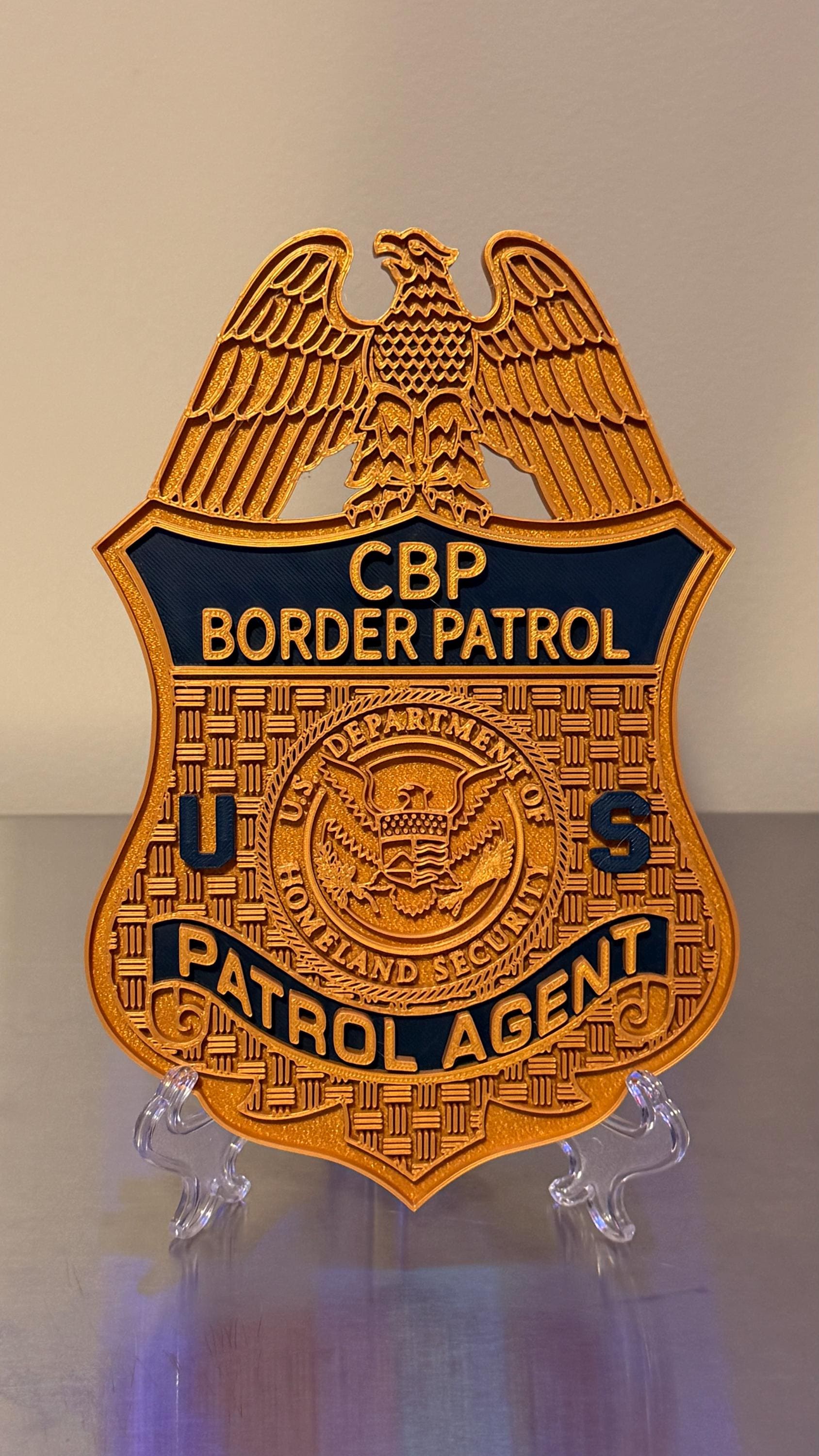 CBP Border Patrol Badge Display: 3D Embossed Police Plaque - Customs Border Patrol Homeland Government