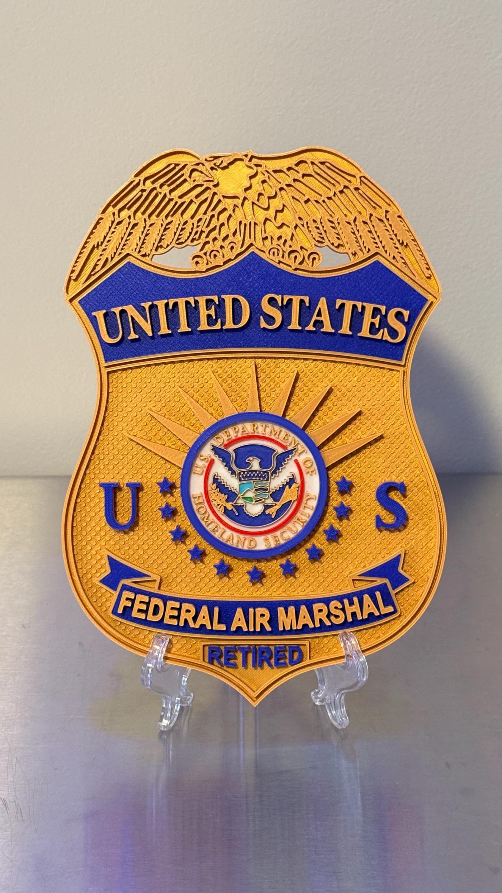 Federal Air Marshal 3D Badge Display Plaque Government Homeland Security Law Enforcement Officer Gift