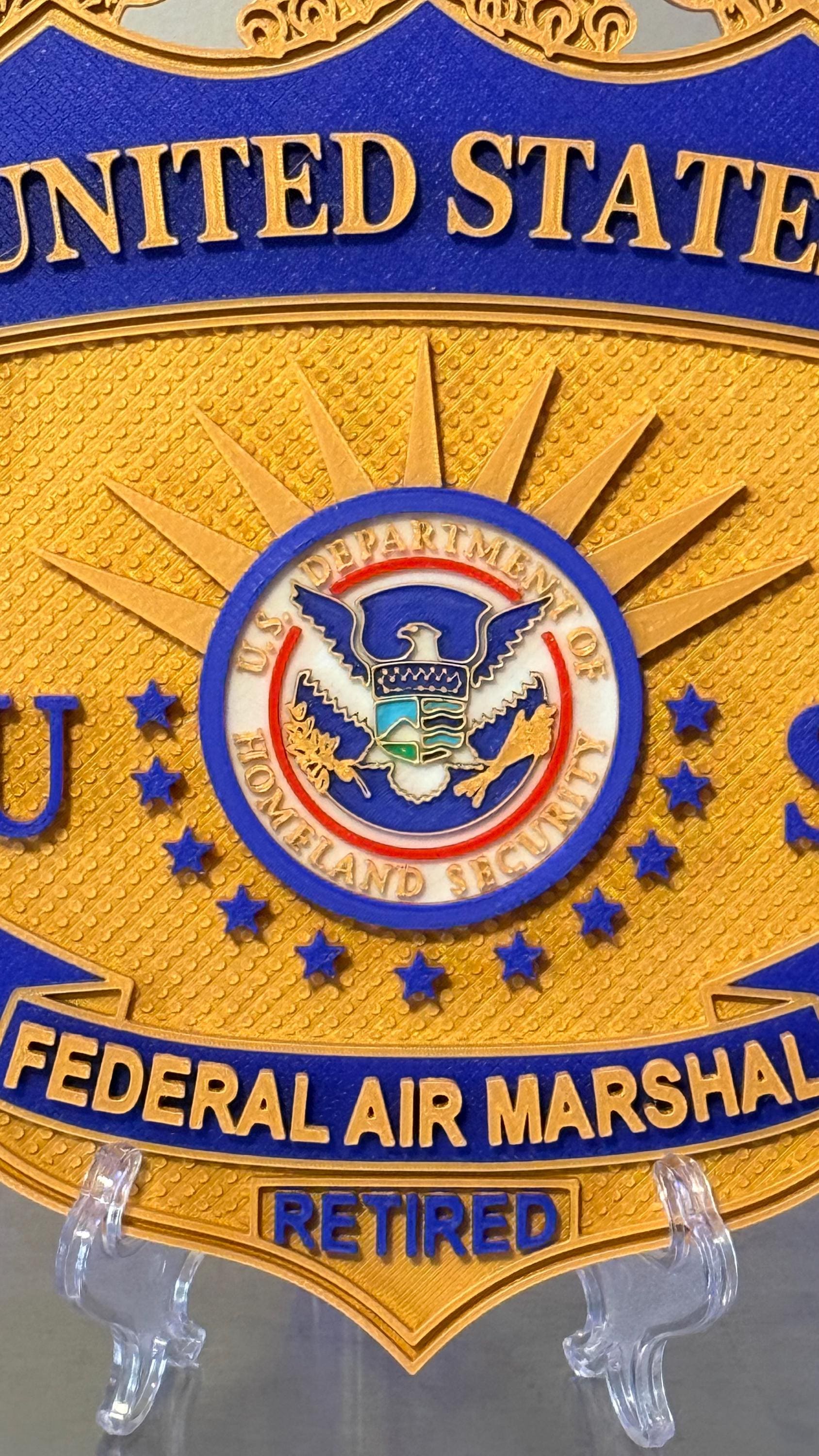 Federal Air Marshal 3D Badge Display Plaque Government Homeland Security Law Enforcement Officer Gift