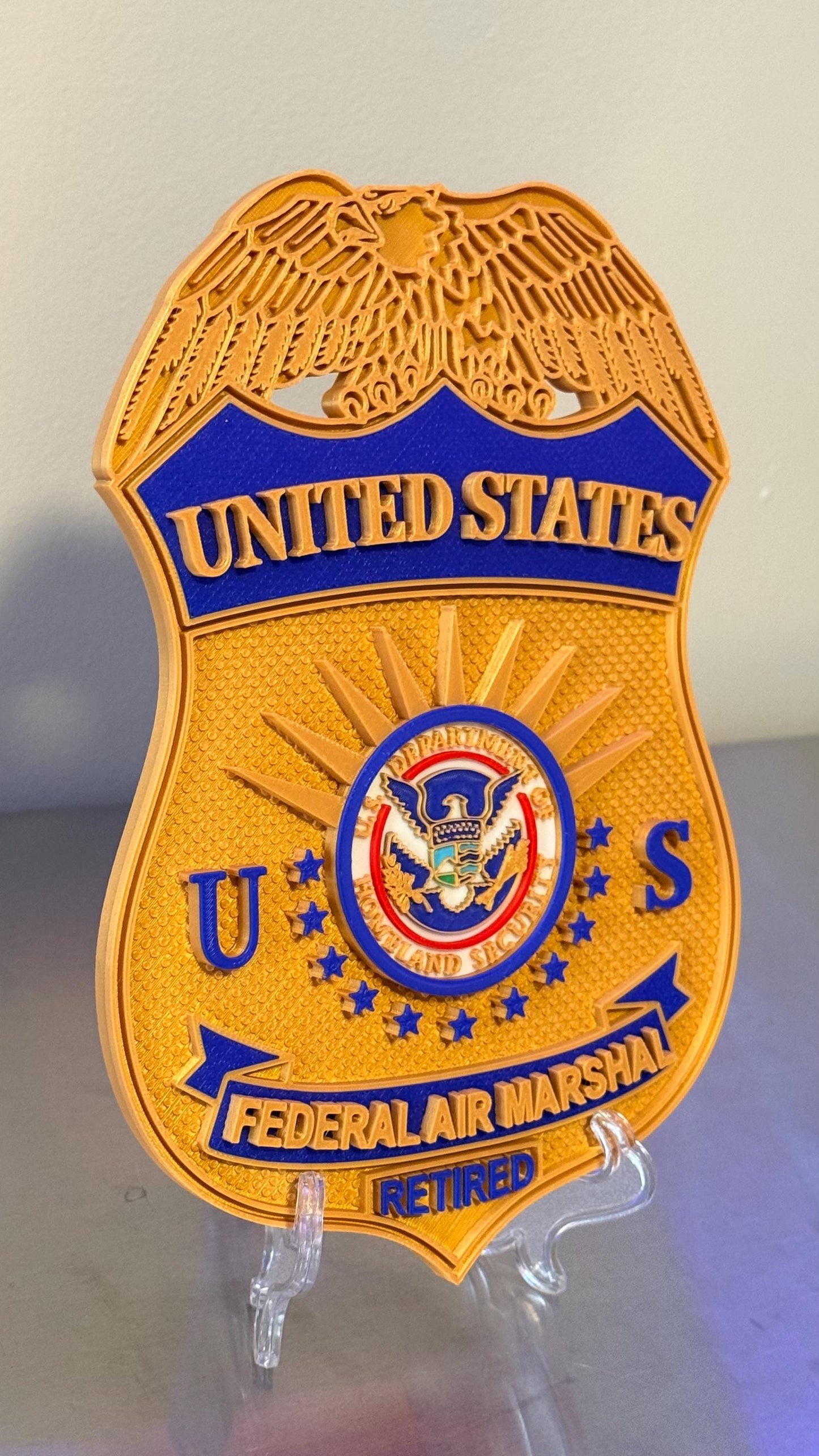 Federal Air Marshal 3D Badge Display Plaque Government Homeland Security Law Enforcement Officer Gift