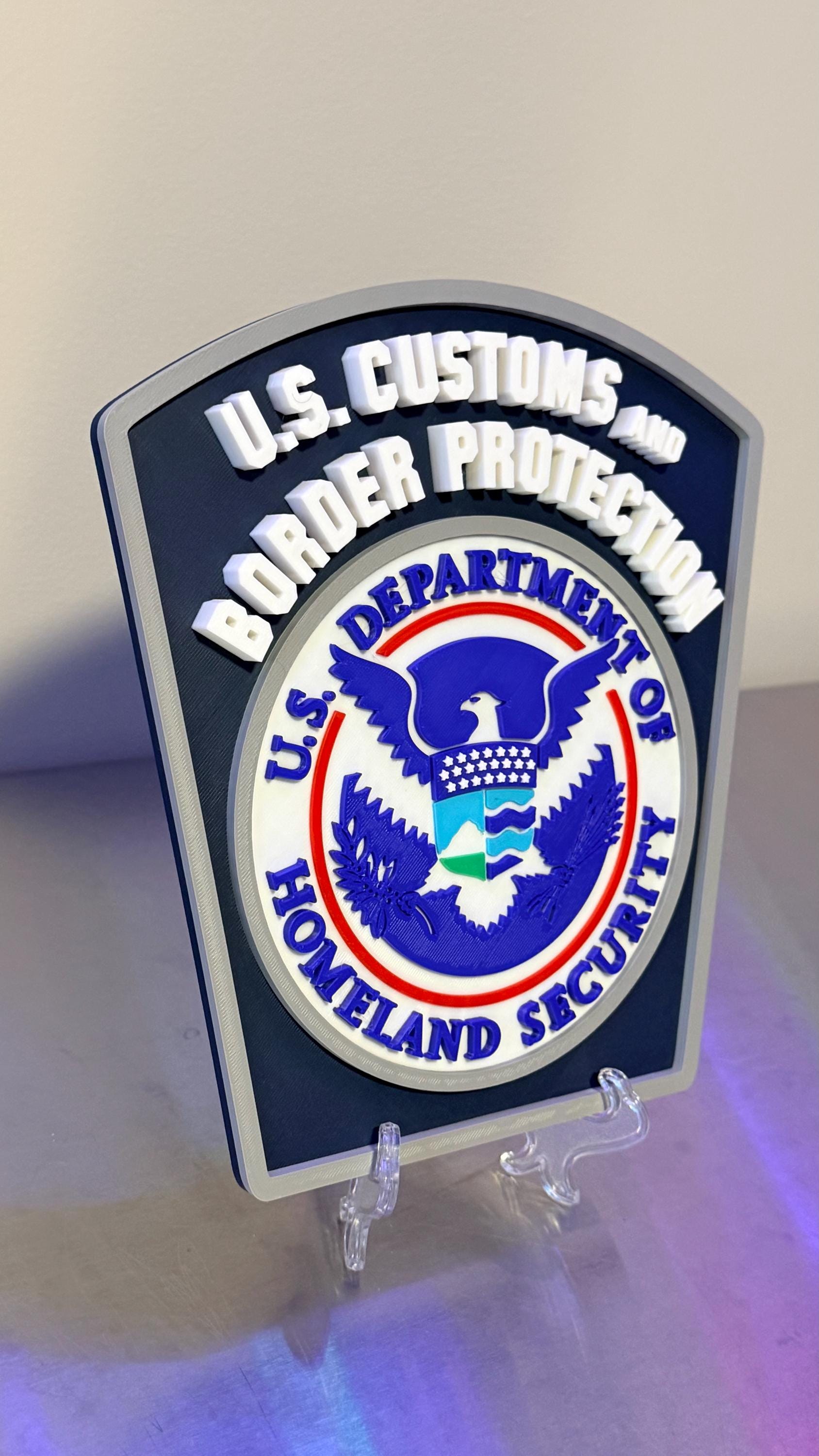 US Customs and Border Protection V2 3D Embossed Plaque: First Responder Wall Decor Government Homeland