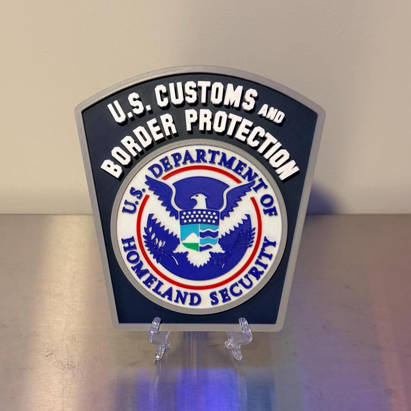 US Customs and Border Protection V2 3D Embossed Plaque: First Responder Wall Decor Government Homeland
