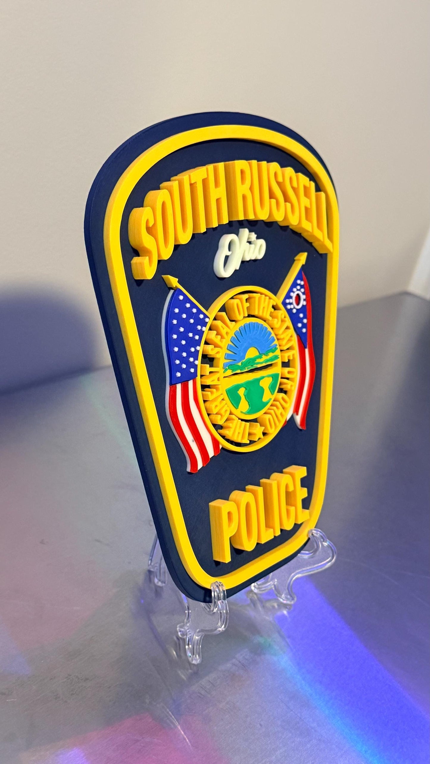 South Russell Police Department Plaque: 3D Embossed Ohio First Responder - Wall Art