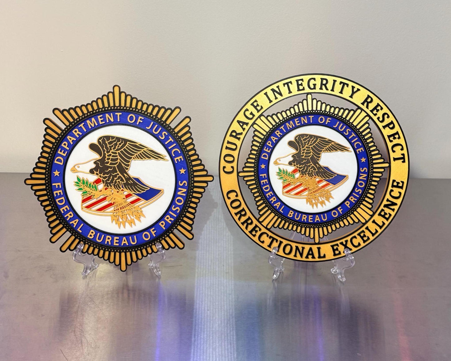 Federal Bureau Of Prisons Badge Plaque - 3D Embossed DOJ Display Government