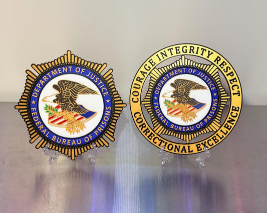 Federal Bureau Of Prisons Badge Plaque - 3D Embossed DOJ Display Government