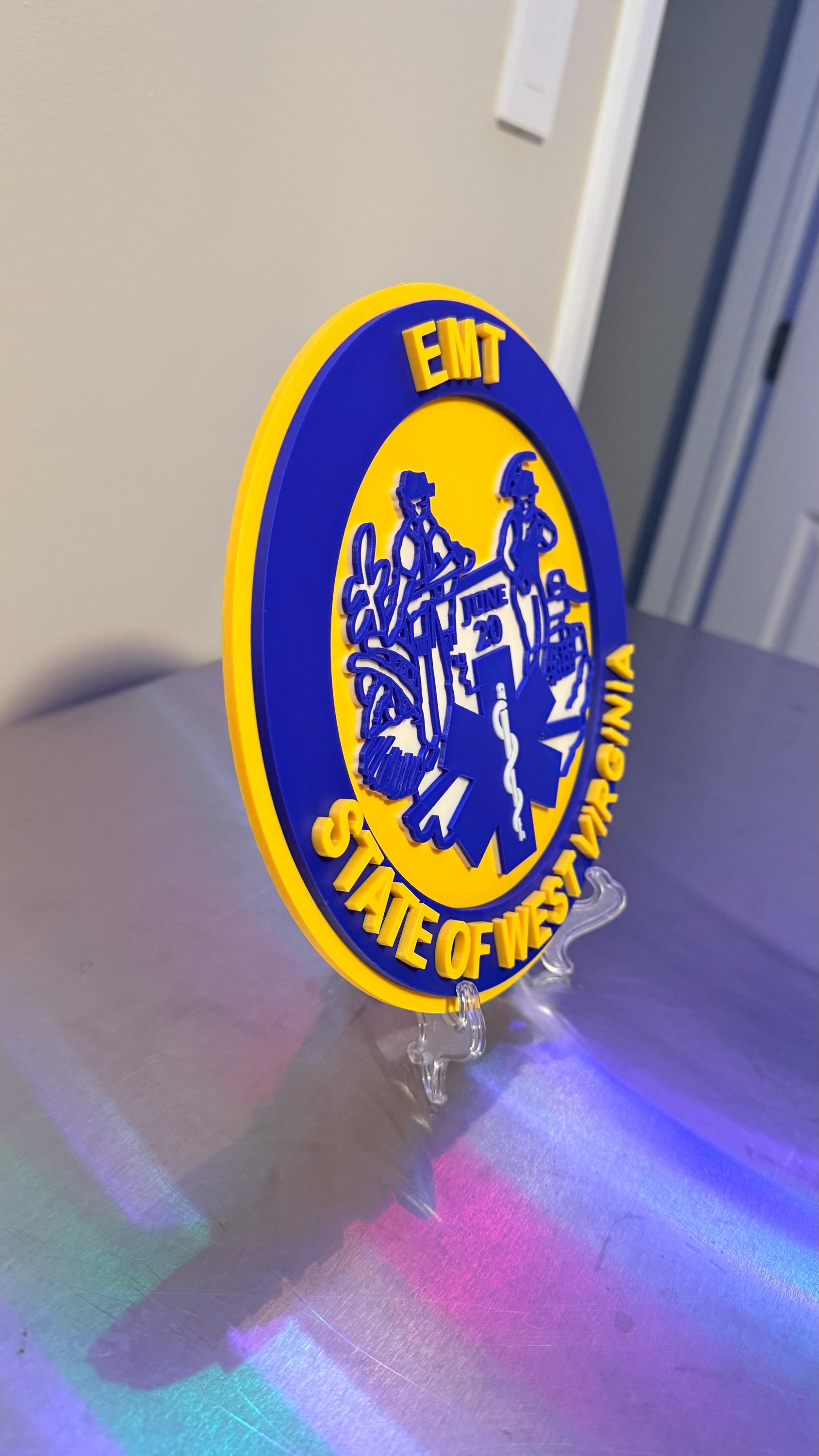 West Virginia EMT & Paramedic EMS 3D Embossed Display Plaque WE