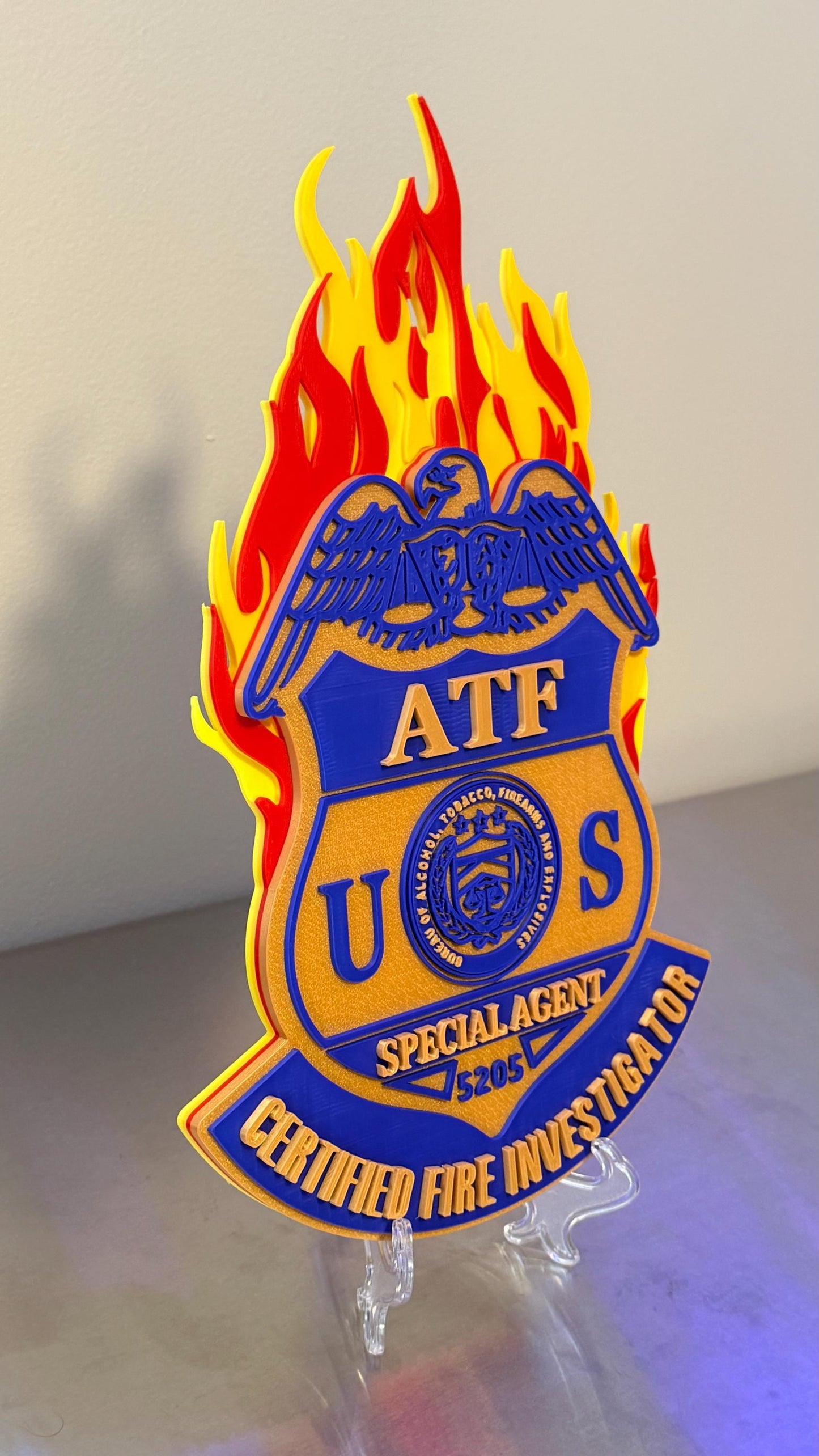 ATF Special Agent Certified Fire Investigator 13" Badge Display: 3D Embossed Police Plaque - Customs Alcohol Tobacco Firearms Government