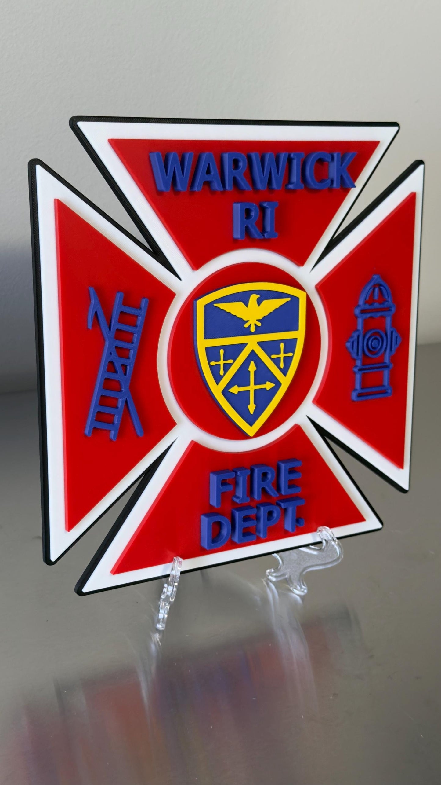 Warwick RI Fire Department 3D Plaque: First Responder Wall Art Rhode Island