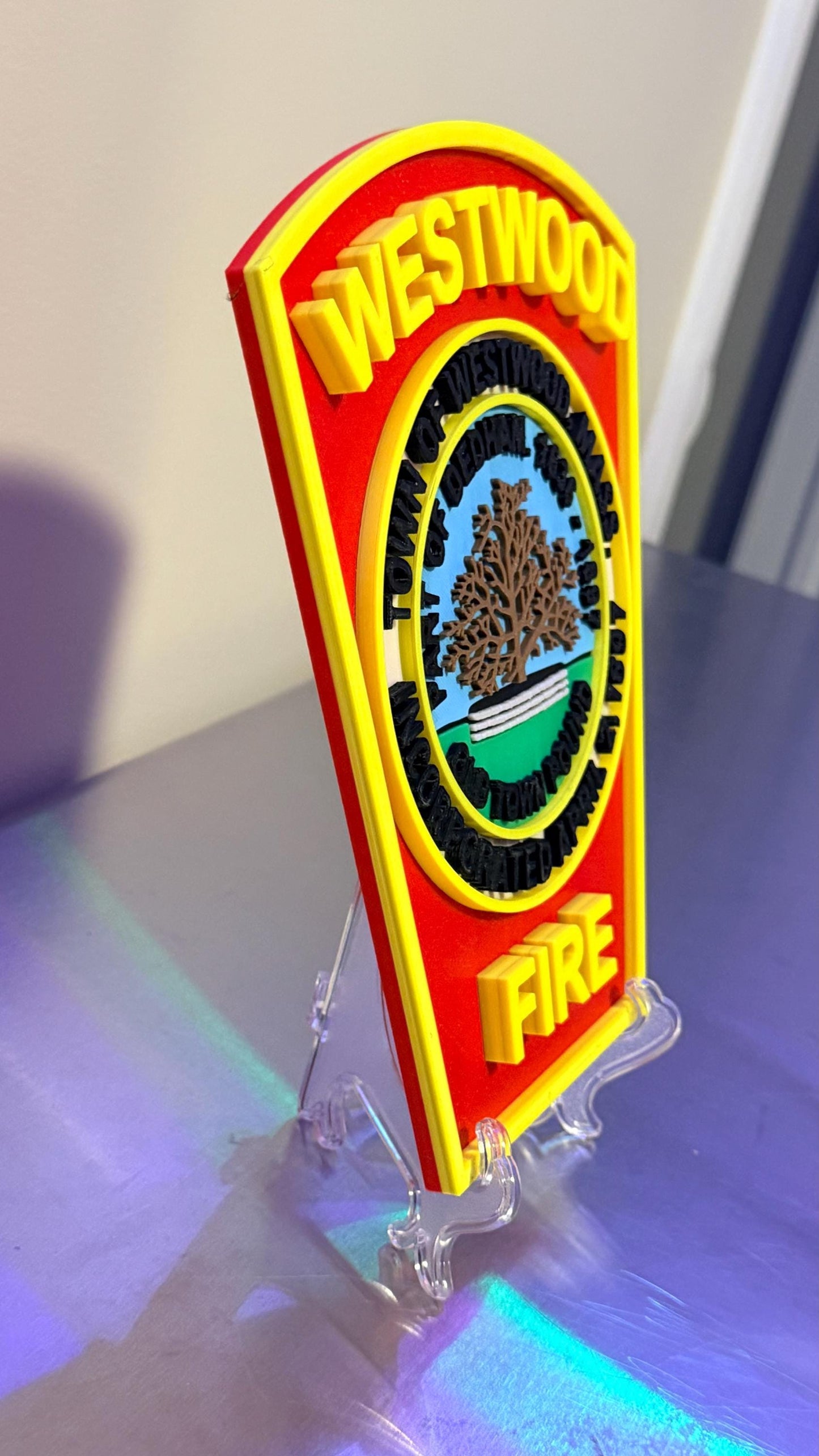 Westwood Fire Department MA 3D Plaque : Wall or Shelf Display Massachusetts