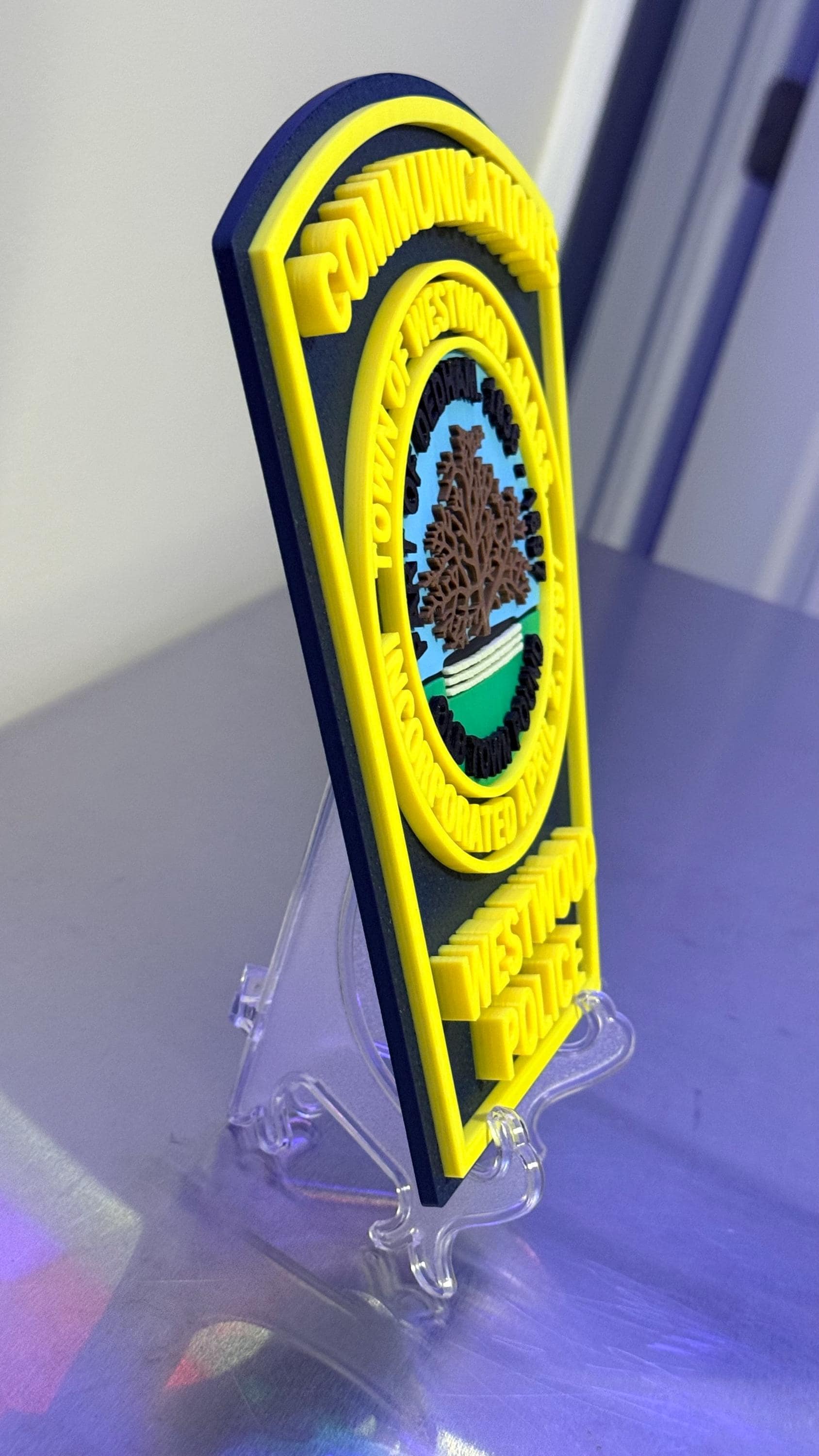 Westwood Police Communications MA 3D Plaque : Wall or Shelf Display Massachusetts