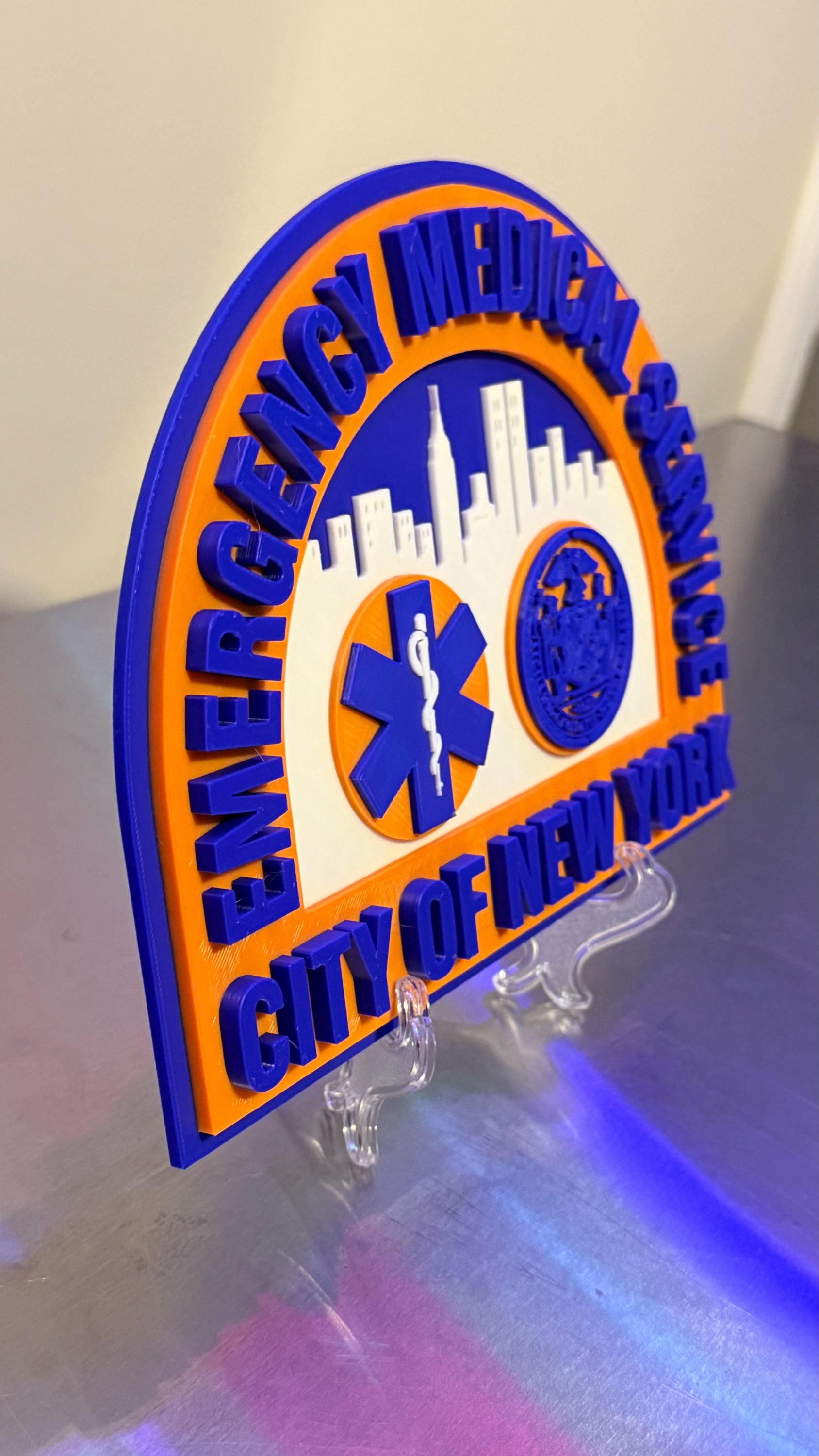 NYC EMS 3D Plaque: Embossed First Responder Wall Art New York NYCEMS