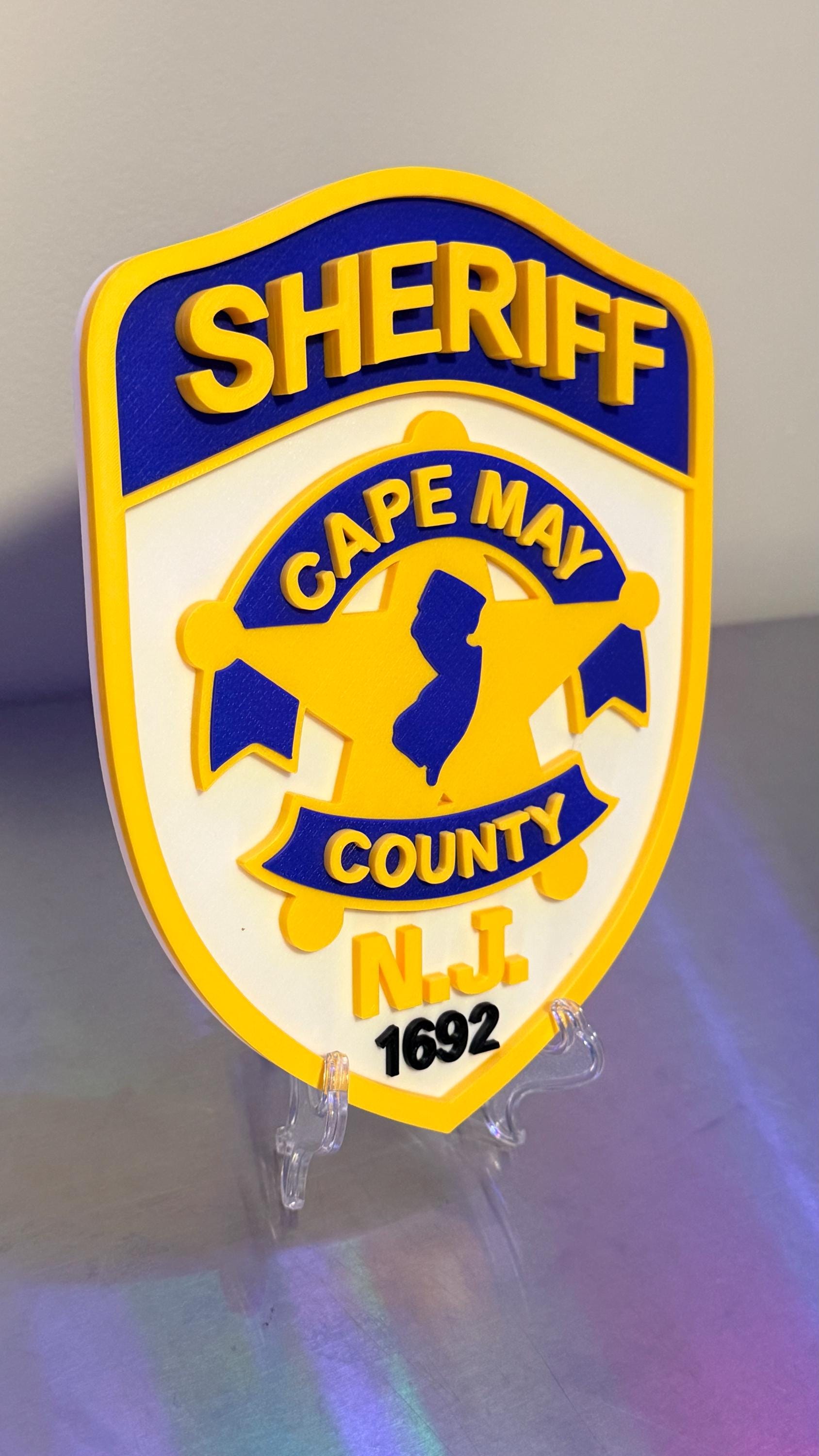 Cape May County Sheriff NJ Plaque: First Responder Wall Art New Jersey