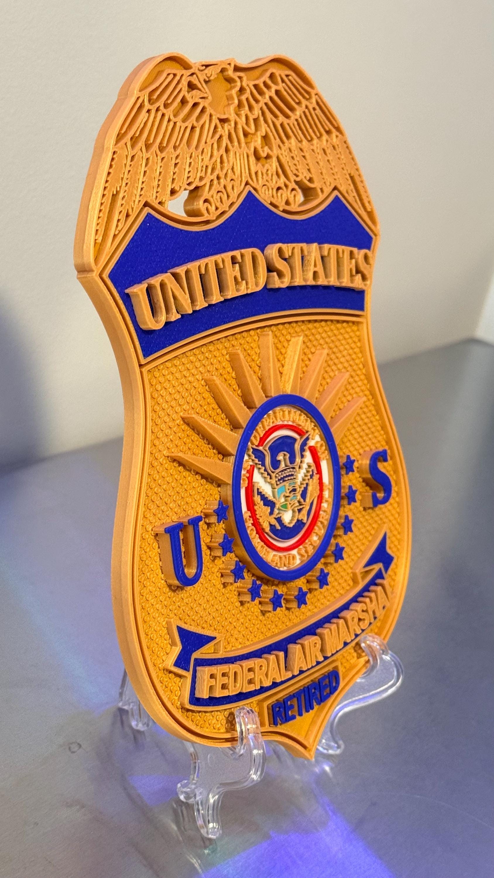Federal Air Marshal 3D Badge Display Plaque Government Homeland Security Law Enforcement Officer Gift