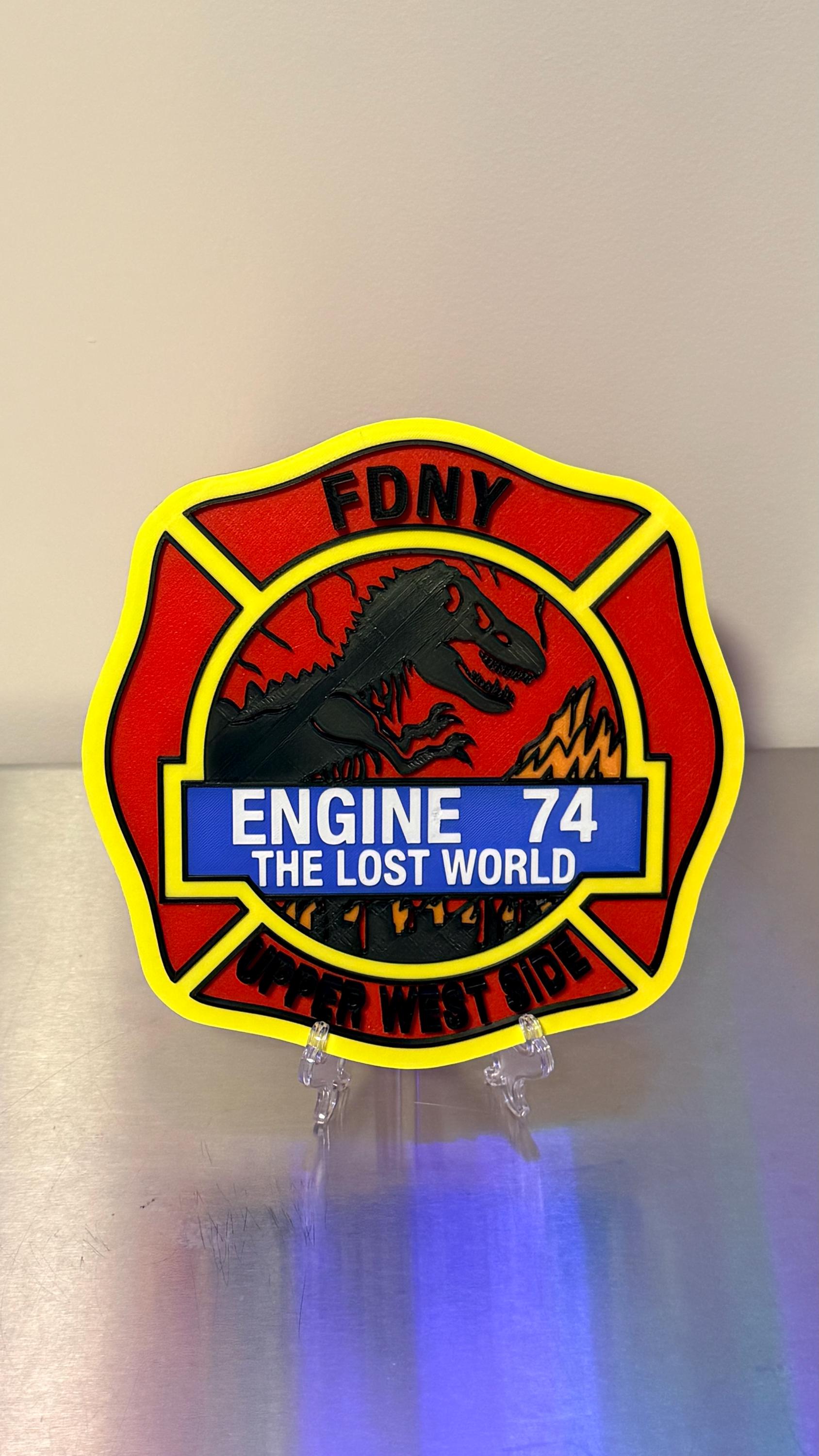 FDNY Engine 74 Display Plaque 3D Firefighter Gift for First Responder NYC