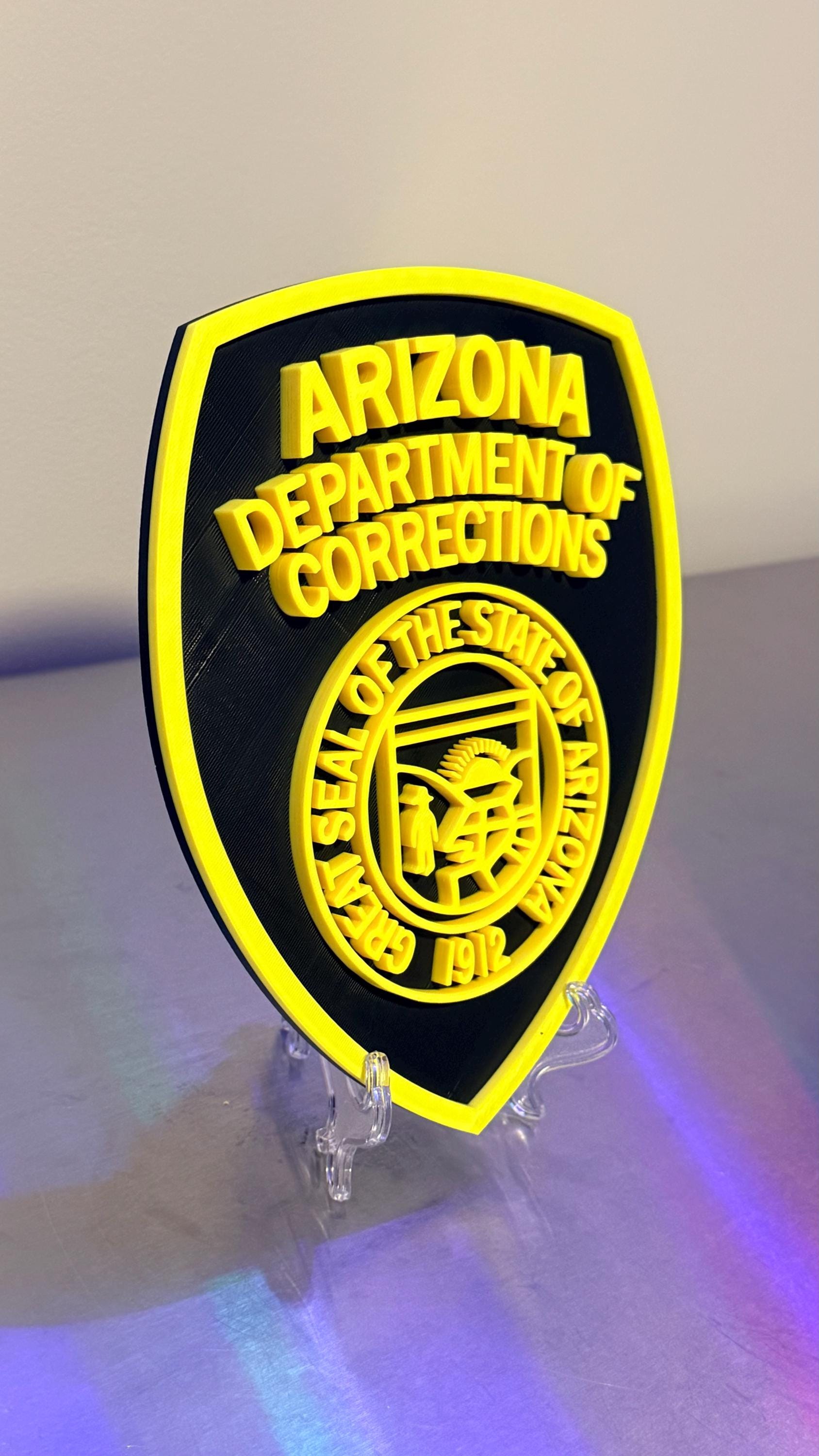 Arizona Department of Corrections 3D Display Plaque First Responder AZ