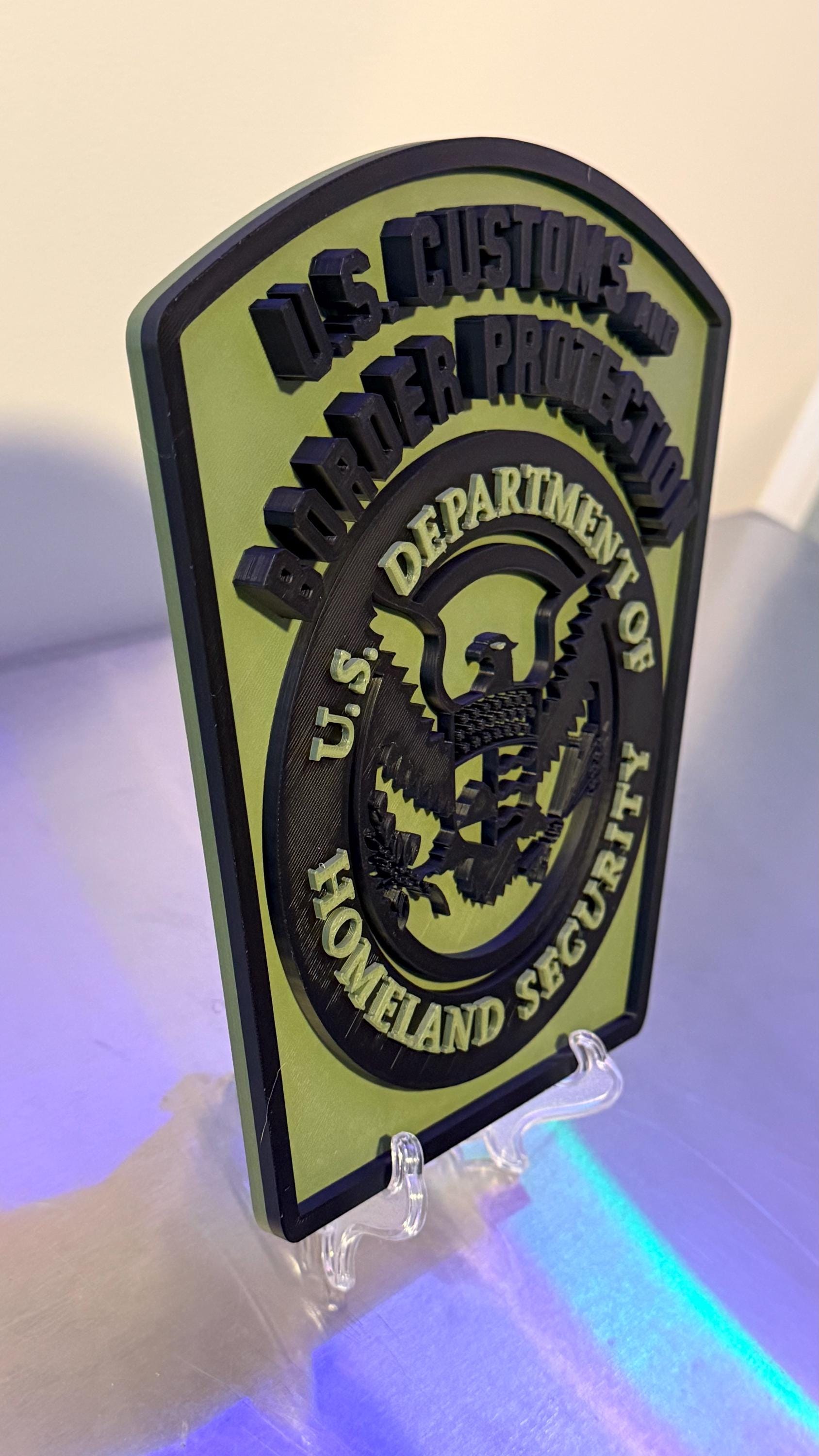 US Customs and Border Protection V2 3D Embossed Plaque: First Responder Wall Decor Government Homeland