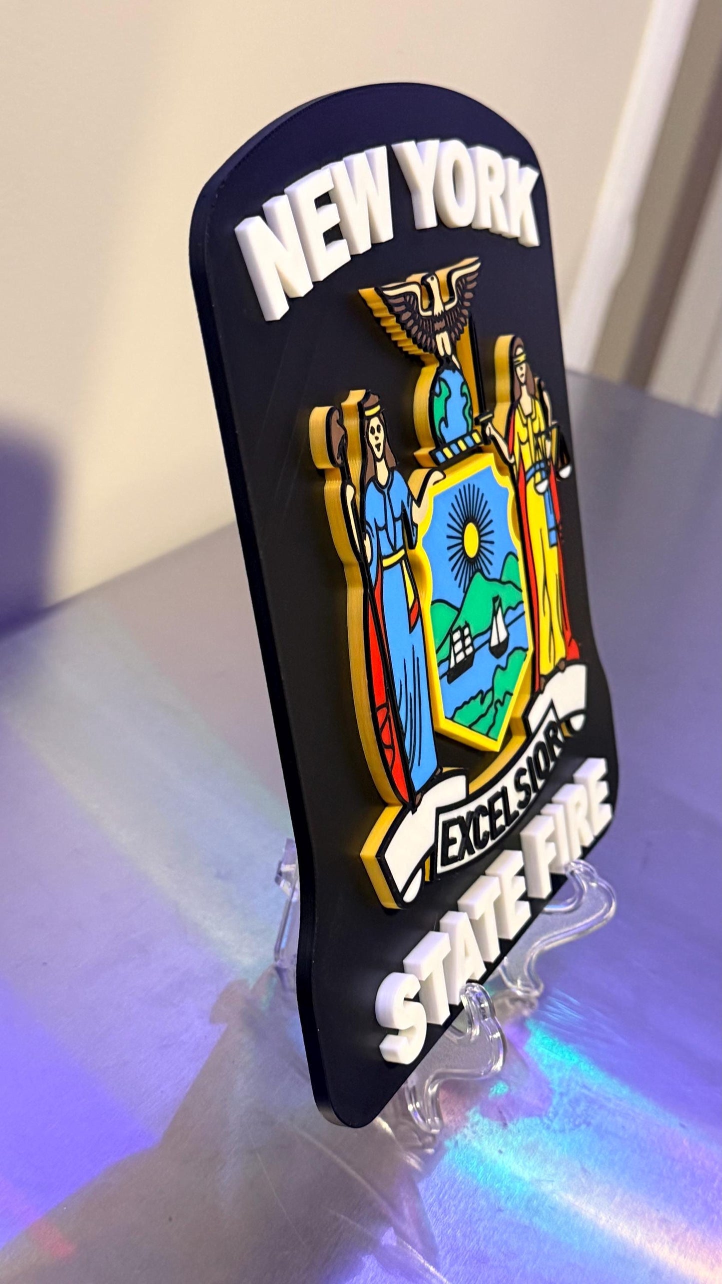 New York State FIRE 3D Plaque Embossed First Responder Wall Art NYS Fire NY