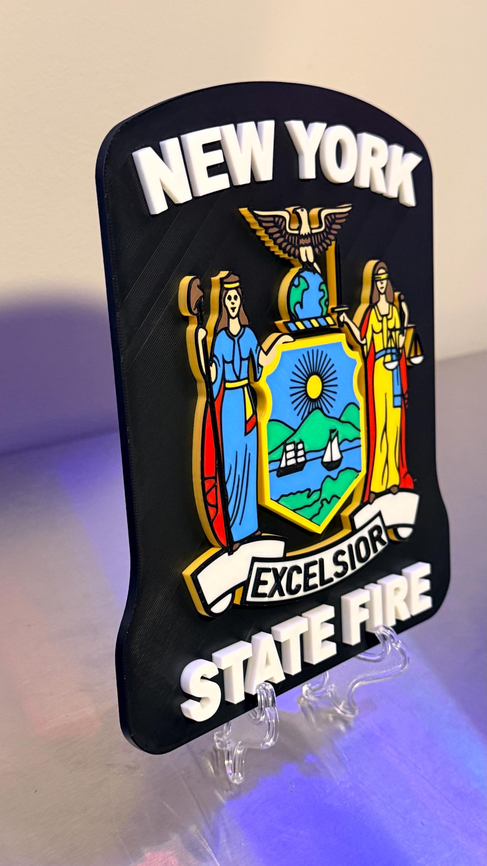 New York State FIRE 3D Plaque Embossed First Responder Wall Art NYS Fire NY