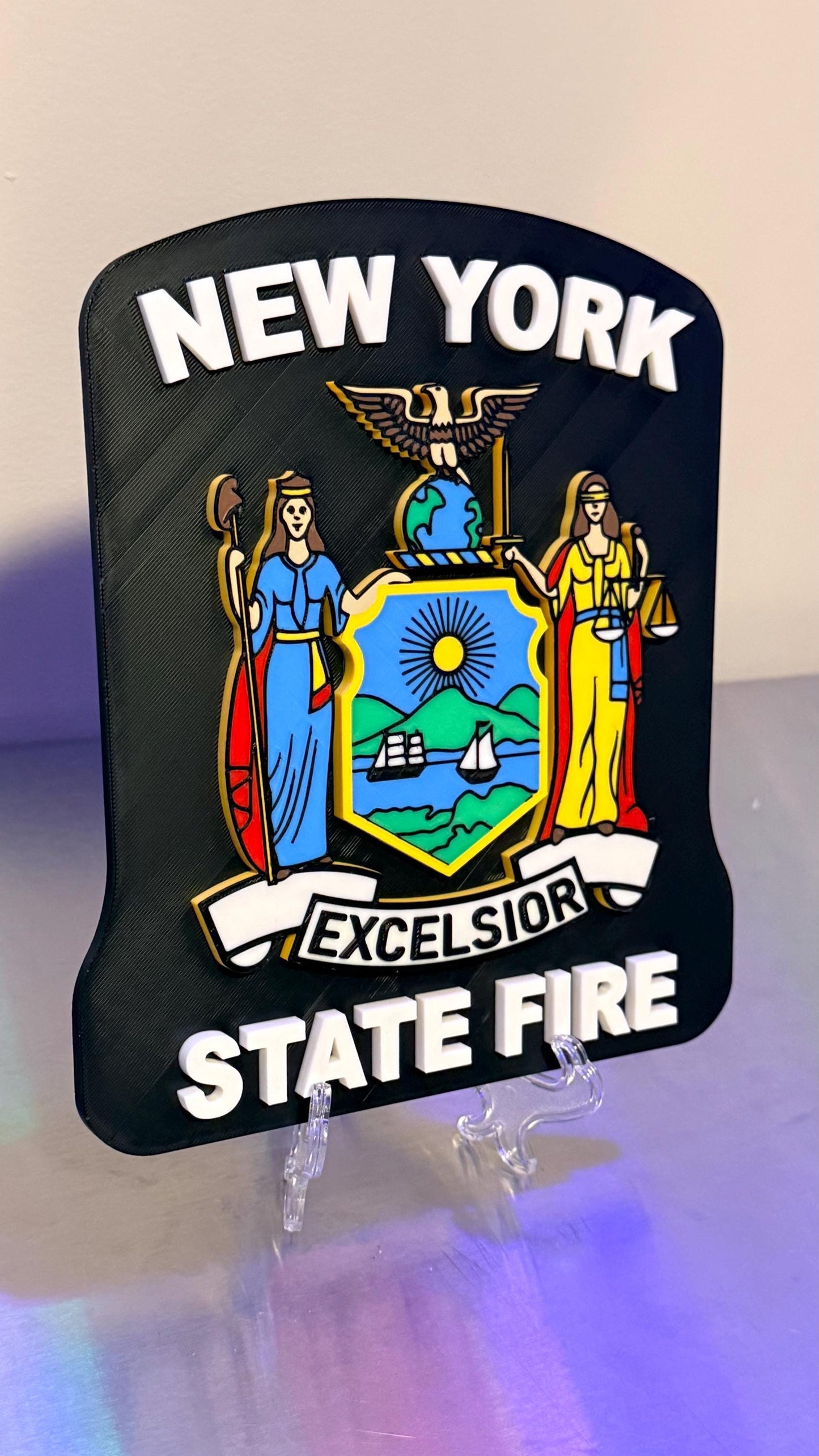 New York State FIRE 3D Plaque Embossed First Responder Wall Art NYS Fire NY