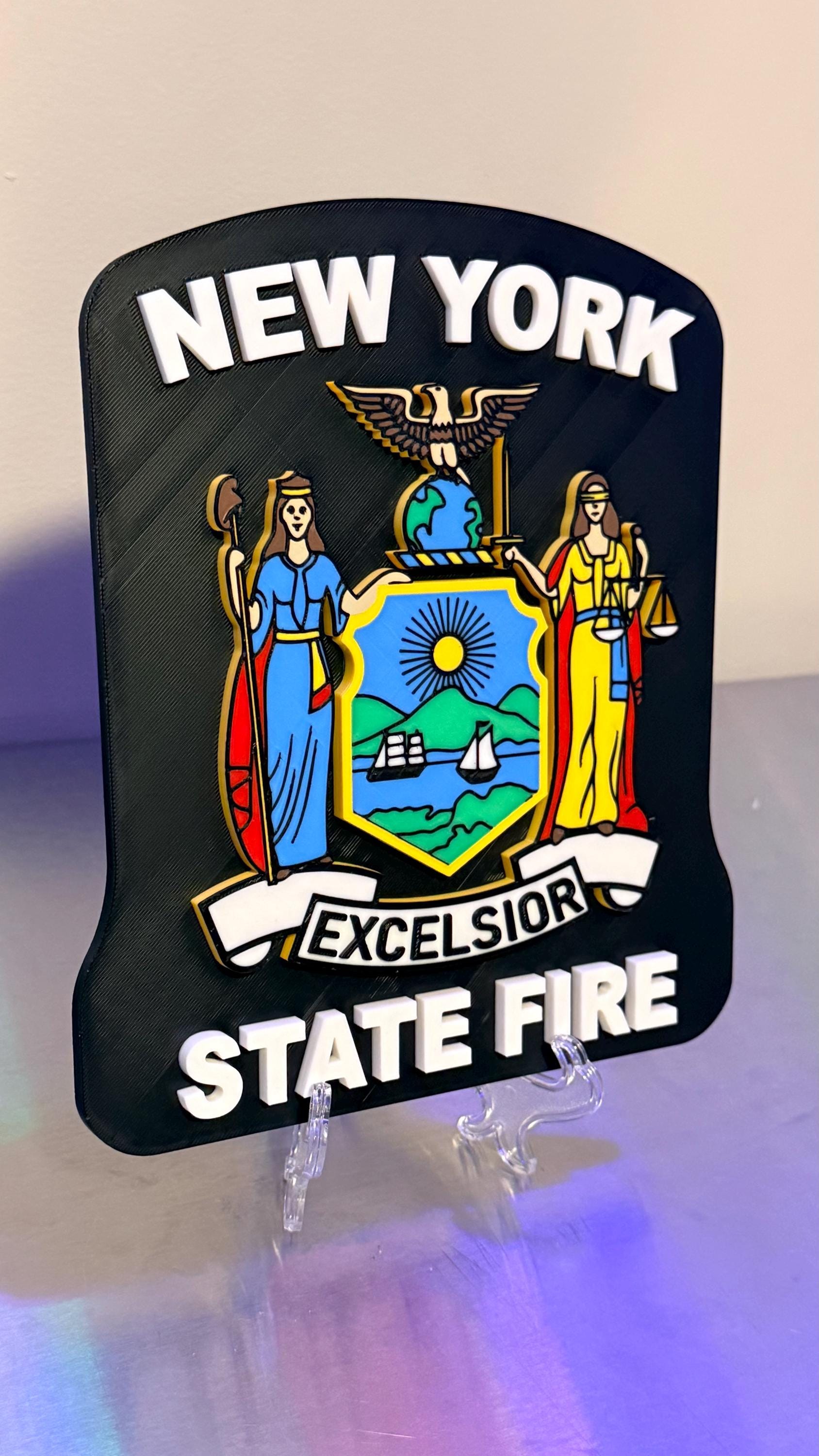 New York State FIRE 3D Plaque Embossed First Responder Wall Art NYS Fire NY