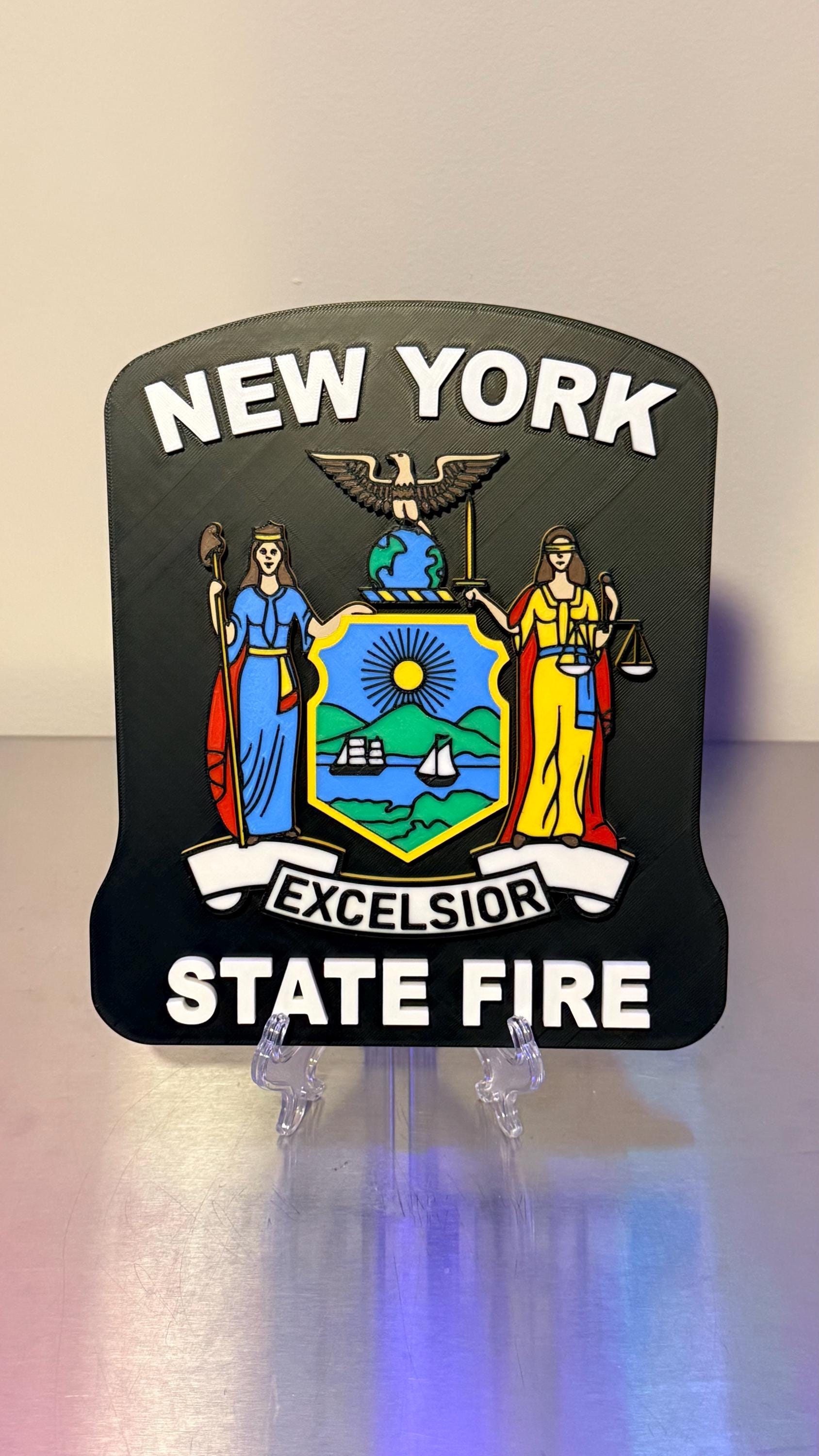 New York State FIRE 3D Plaque Embossed First Responder Wall Art NYS Fire NY
