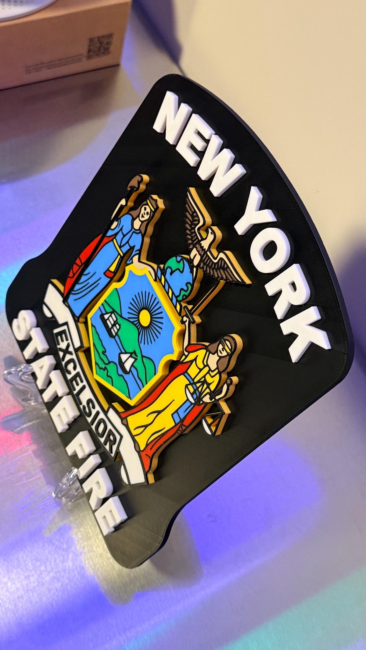 New York State FIRE 3D Display Plaque Embossed First Responder Display Plaque NYS Fire NY