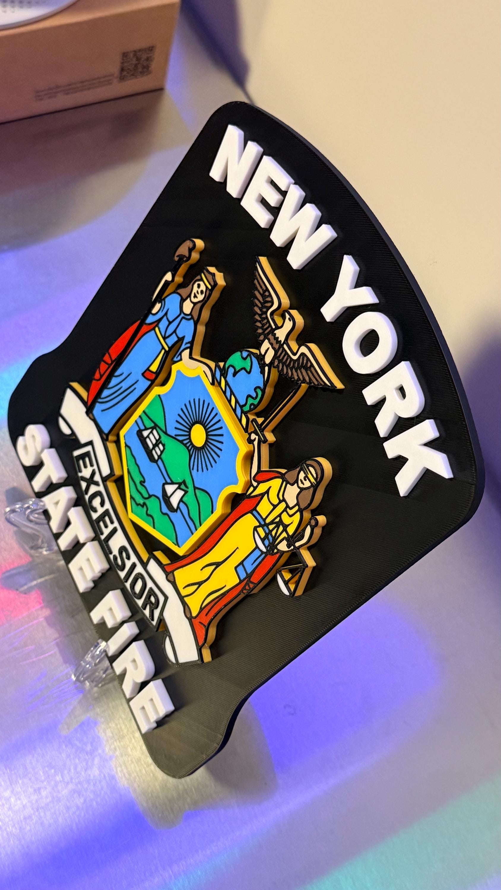 New York State FIRE 3D Plaque Embossed First Responder Wall Art NYS Fire NY