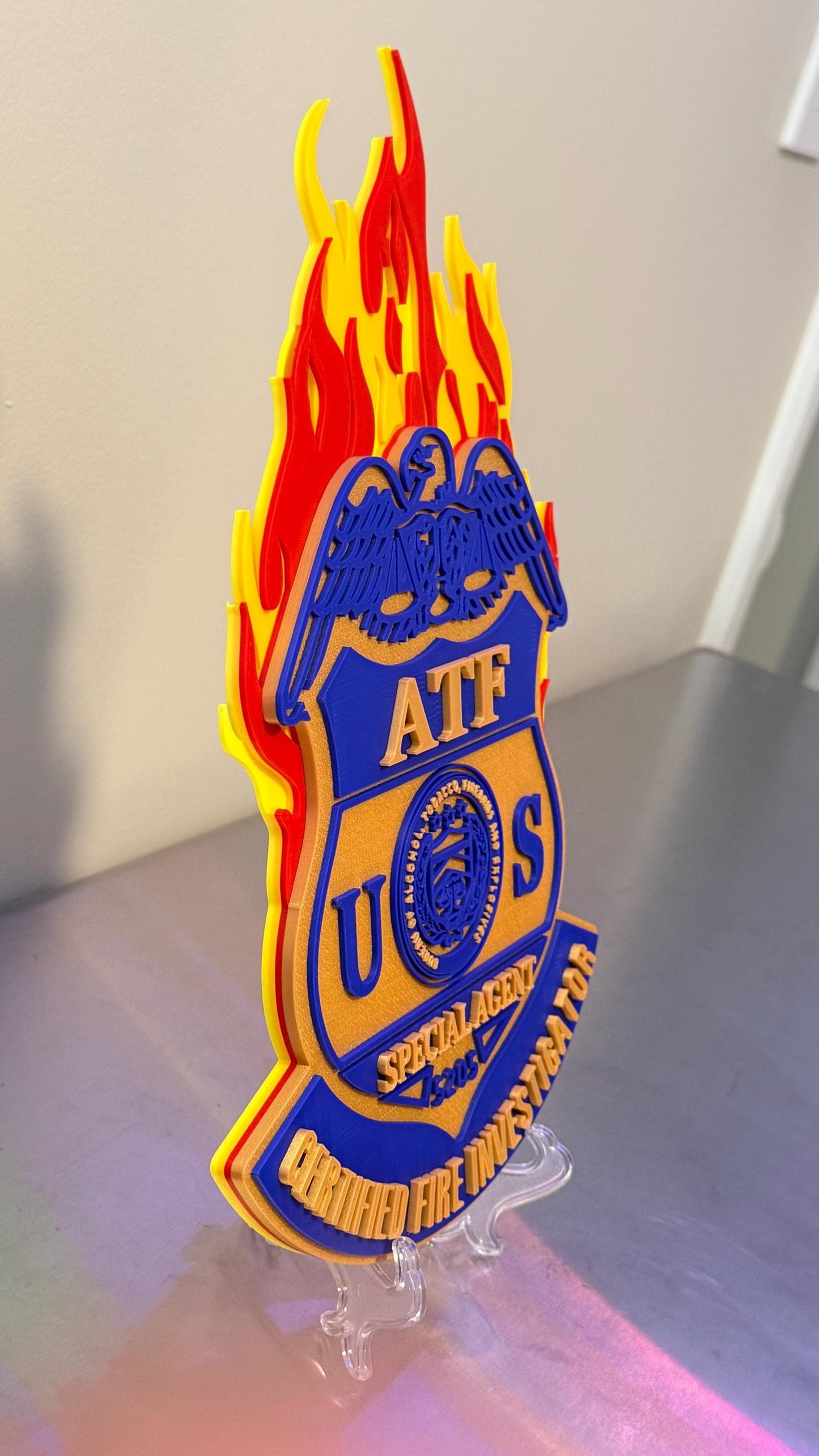 ATF Special Agent Certified Fire Investigator 13" Badge Display: 3D Embossed Police Plaque - Customs Alcohol Tobacco Firearms Government