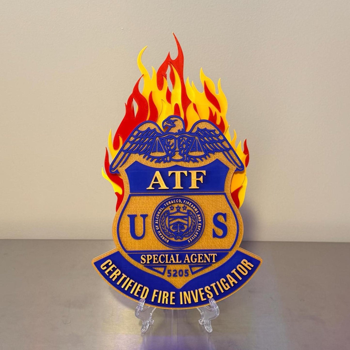 ATF Special Agent Certified Fire Investigator 13" Badge Display: 3D Embossed Police Plaque - Customs Alcohol Tobacco Firearms Government